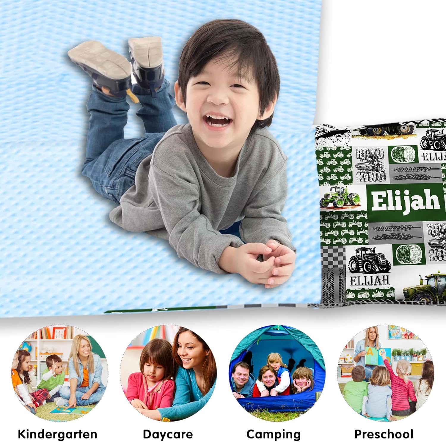 Personalized Name Nap Mat for Toddlers, Custom Car Theme Sleeping Bag with Pillow Case & Blanket for Kids Boys, Slumber Bags for Daycare, Preschool, Kindergarten