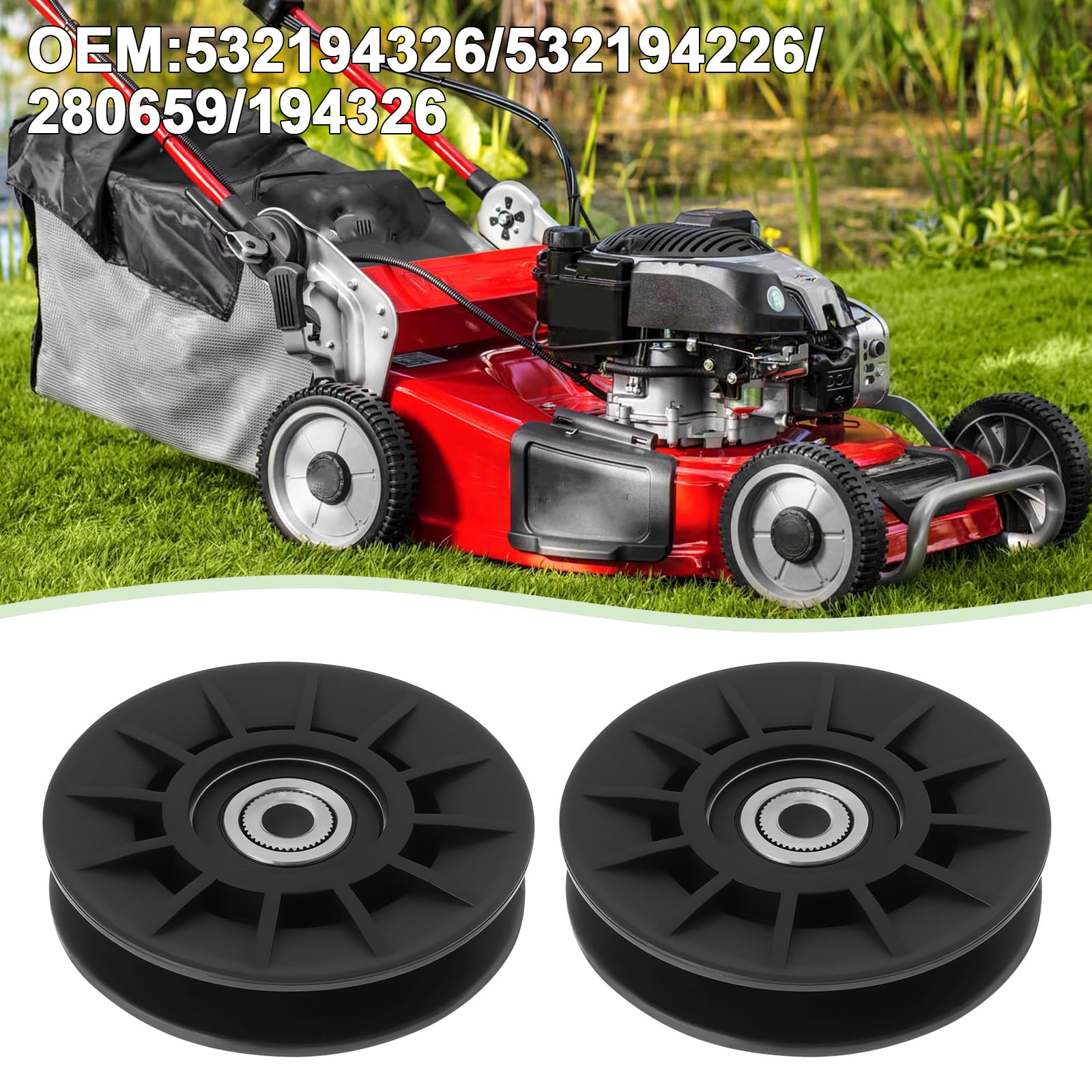 2 Stück Rasenmäher V-Spannrolle Ersatzteil 532194326 532194226 280659 194326 kompatibel mit Husqvarna kompatibel mit AYP