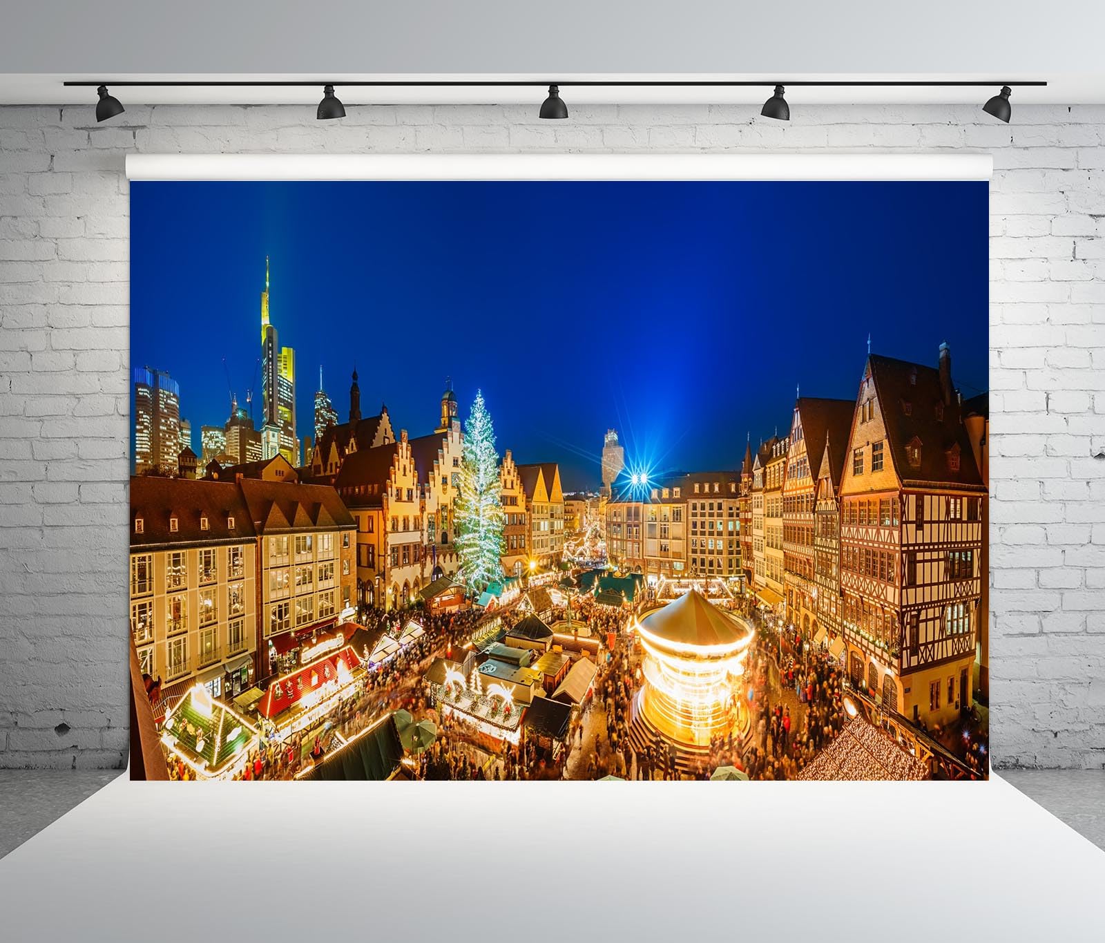 BELECO 7x5ft Fabric Christmas Town Street Backdrop Germany - View #7