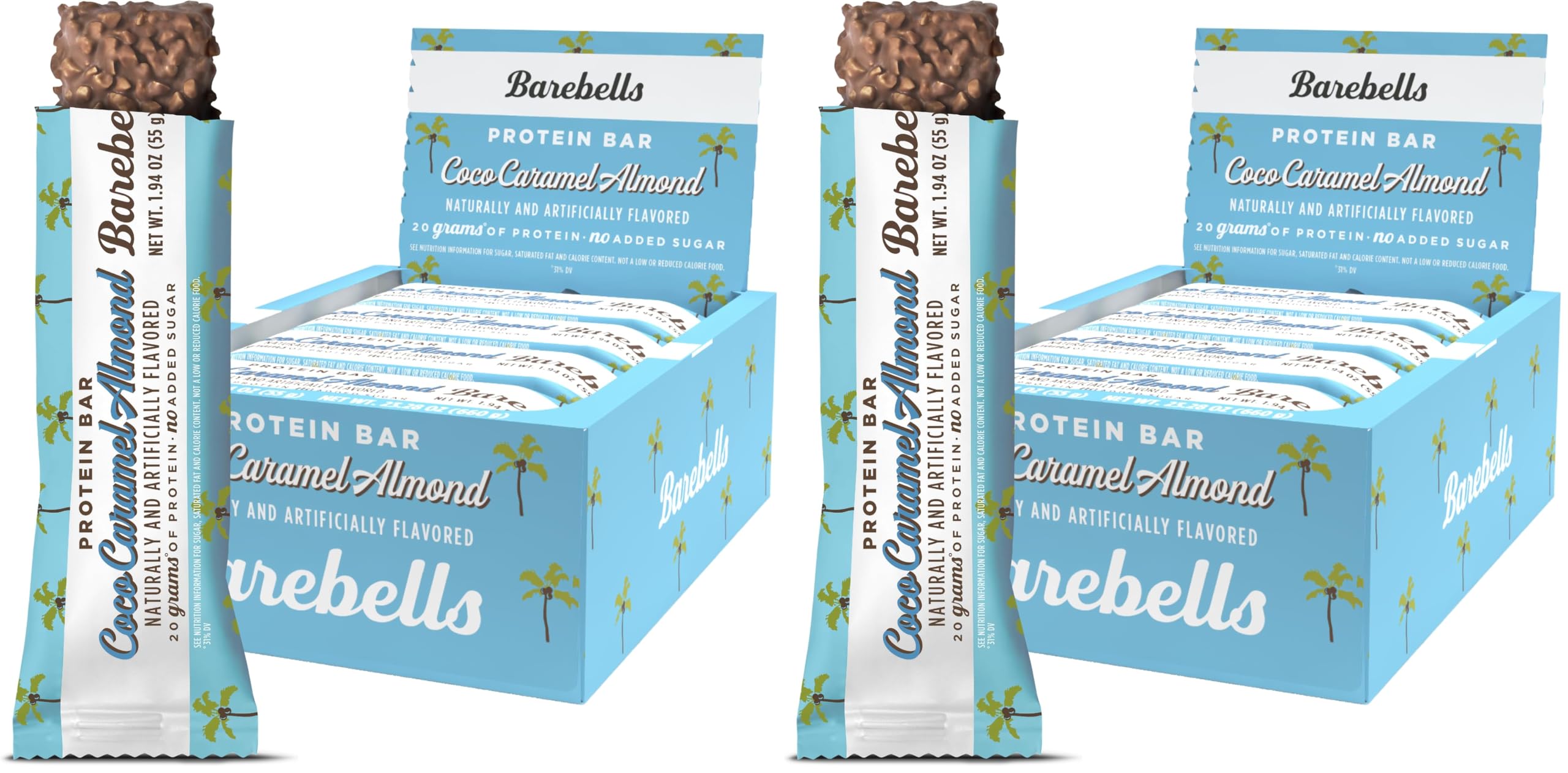 BAREBELLS Coconut Caramel Almond Protein Bar 20g High Protein (12 Count, 24 Bars Total) | Delicious Treat for Muscle Recovery - main product image