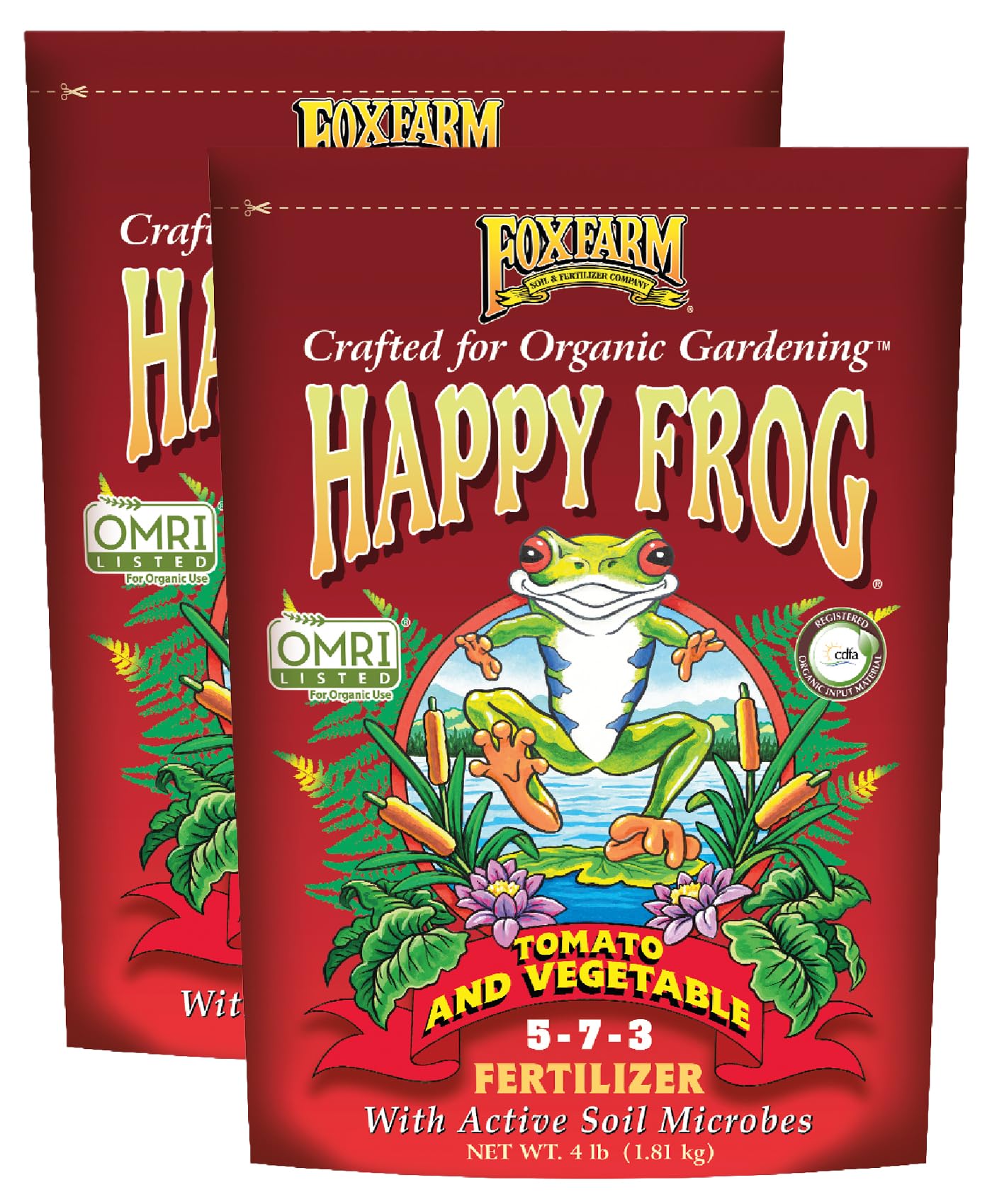 Fox Farm Happy Frog Tomato and Vegetable Fertilizer - Dry Tomato Fertilizer for Strong Growth, Plant Resistance, and Root Efficiency, NPK 5-7-3 (4 lb (2 Pack))