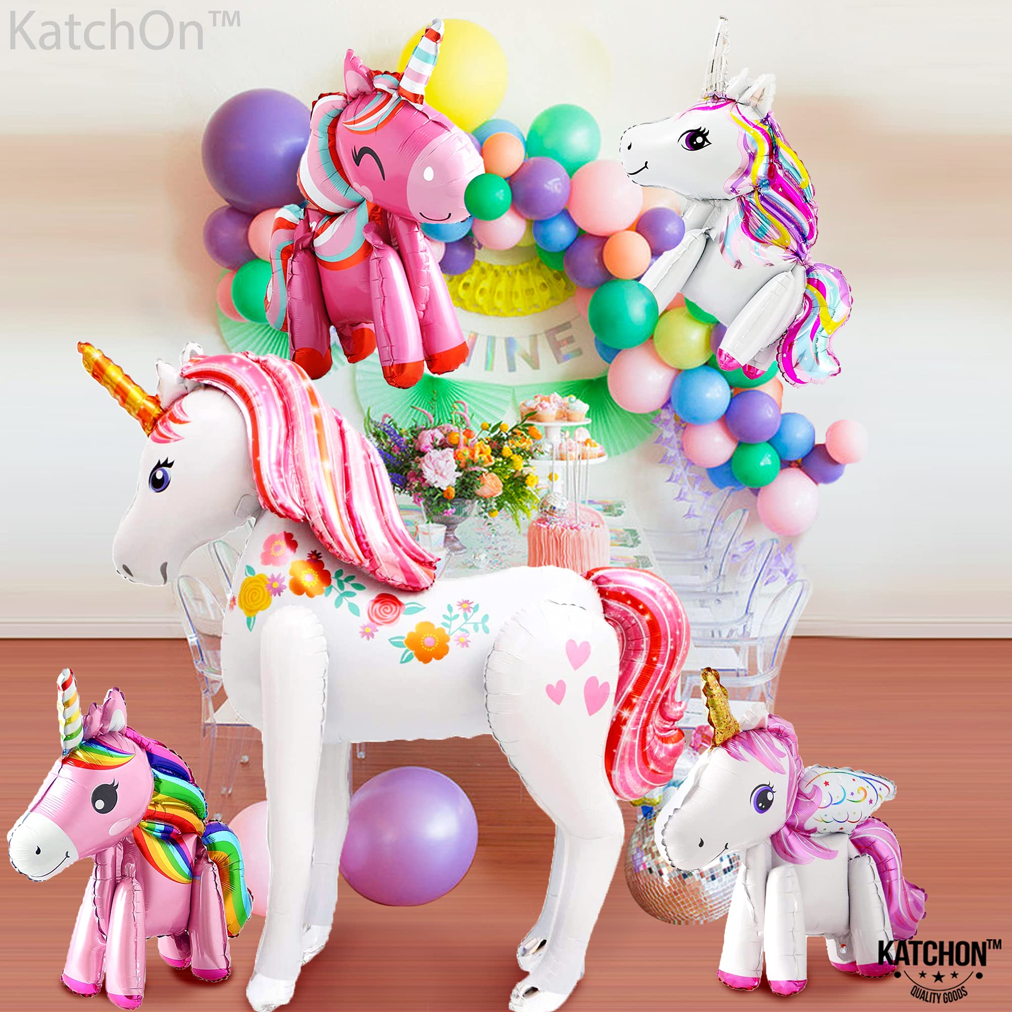 Giant, Self Standing Unicorn Balloons 46 Inch, Pack of 5 Cute