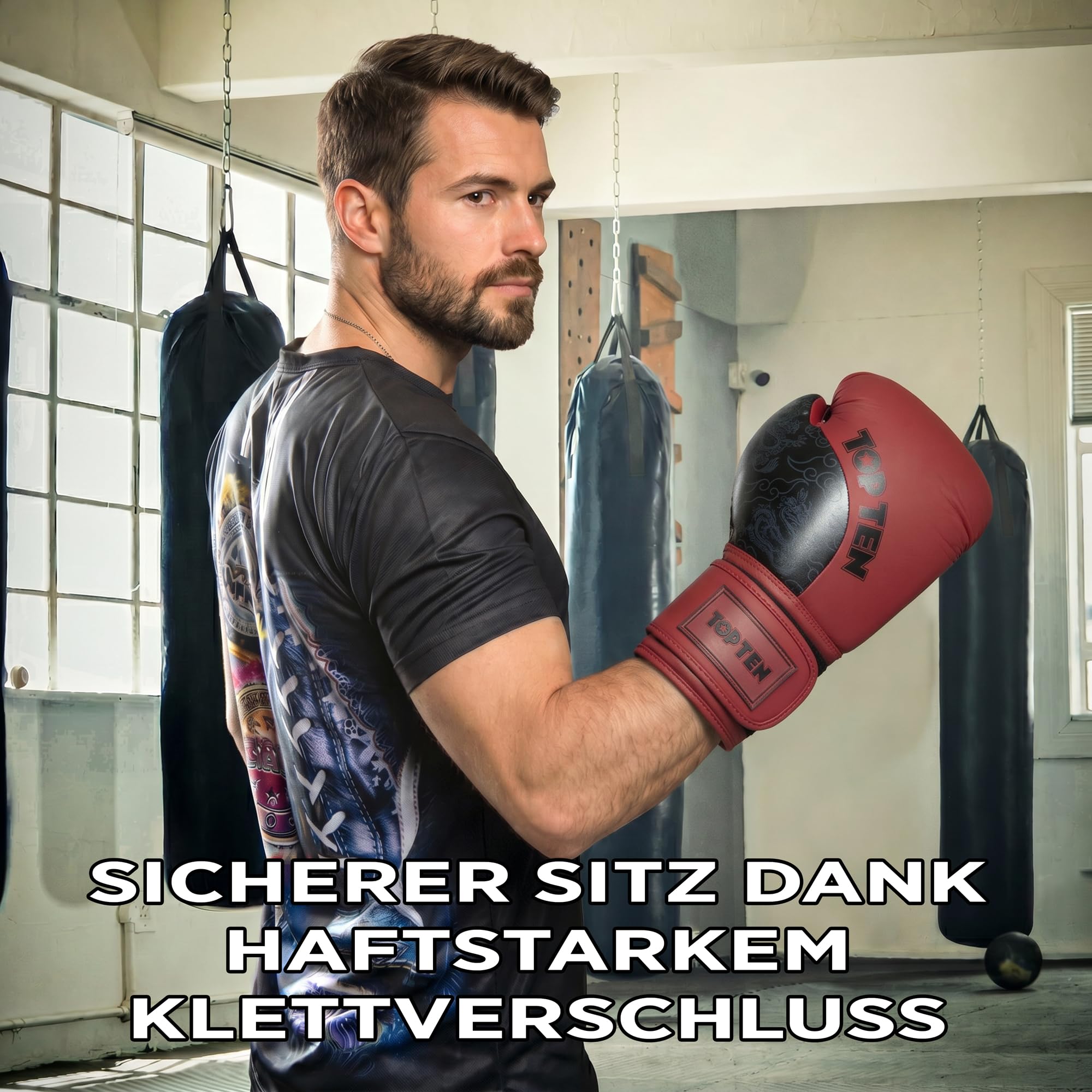 TOP TEN Boxhandschuhe Männer & Frauen Dragon – Hochwertige Box-Handschuhe für Training & Sparring, MLP-Mehrschichtpolsterung & Daumenschutz, strapazierfähiges Kunstleder, 10oz, 12oz, 14oz, 16 oz