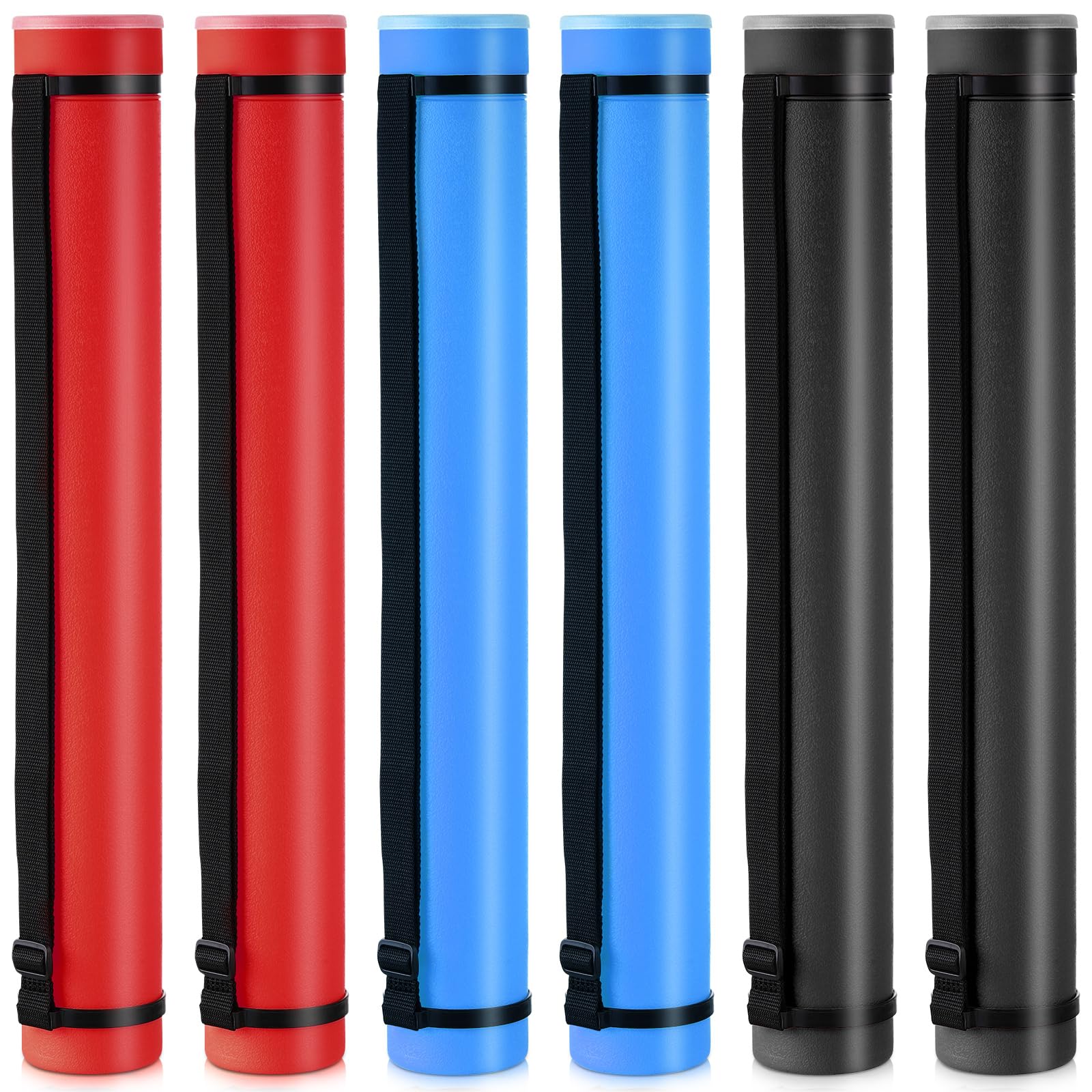 Yahenda 6 Pcs Expandable Poster Tubes Bulk,, Red, Blue, Black