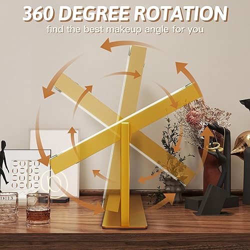 Vista 41 de FENNIO - Espejo de tocador con luces, sensor táctil con 3 modos de iluminación, aumento 10X, puerto de carga USB para mesa de tocador, dorado, 32 x