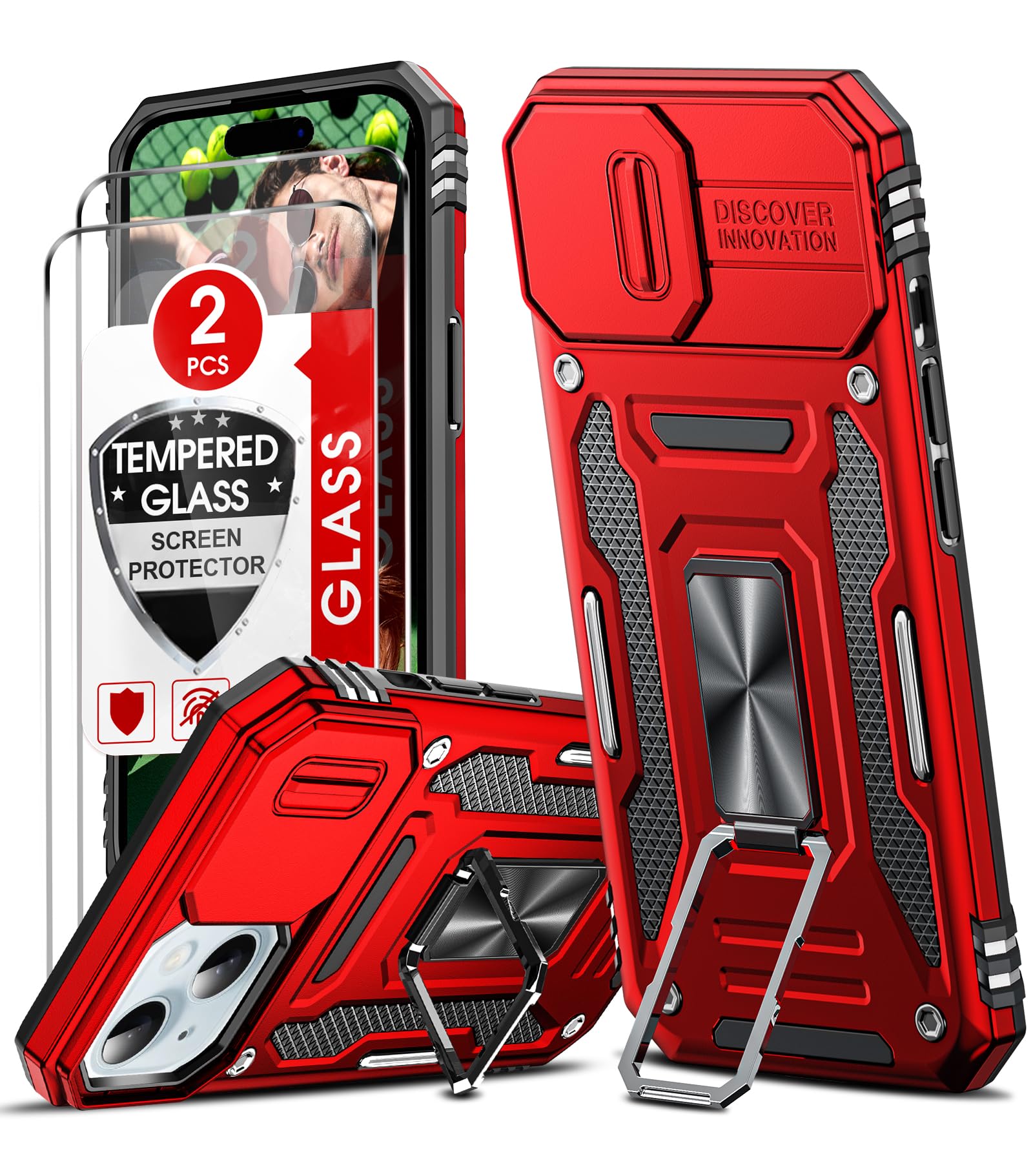 LeYi Cover per iPhone 15 : Custodia con Protezione Fotocamera [Slidable