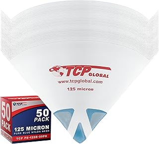 TCP Global - 125 Micron Filter Tips Ultra-Fine Paint Strainer (50 Pack) - Pure Blue Nylon Mesh Cone Strainer - Paint Filter Cones for Auto, House & Hobby