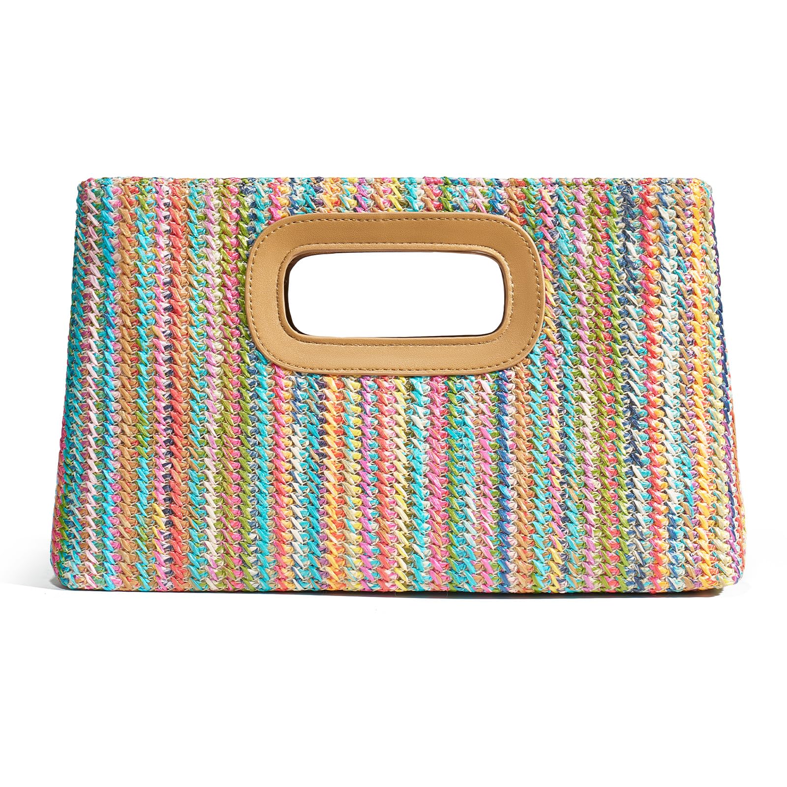 CHUNLI Chic Straw Clutch Purses for Women with Top Handle Summer Bag, Ideal Vacation Handbags and Woven Boho Beach Bags