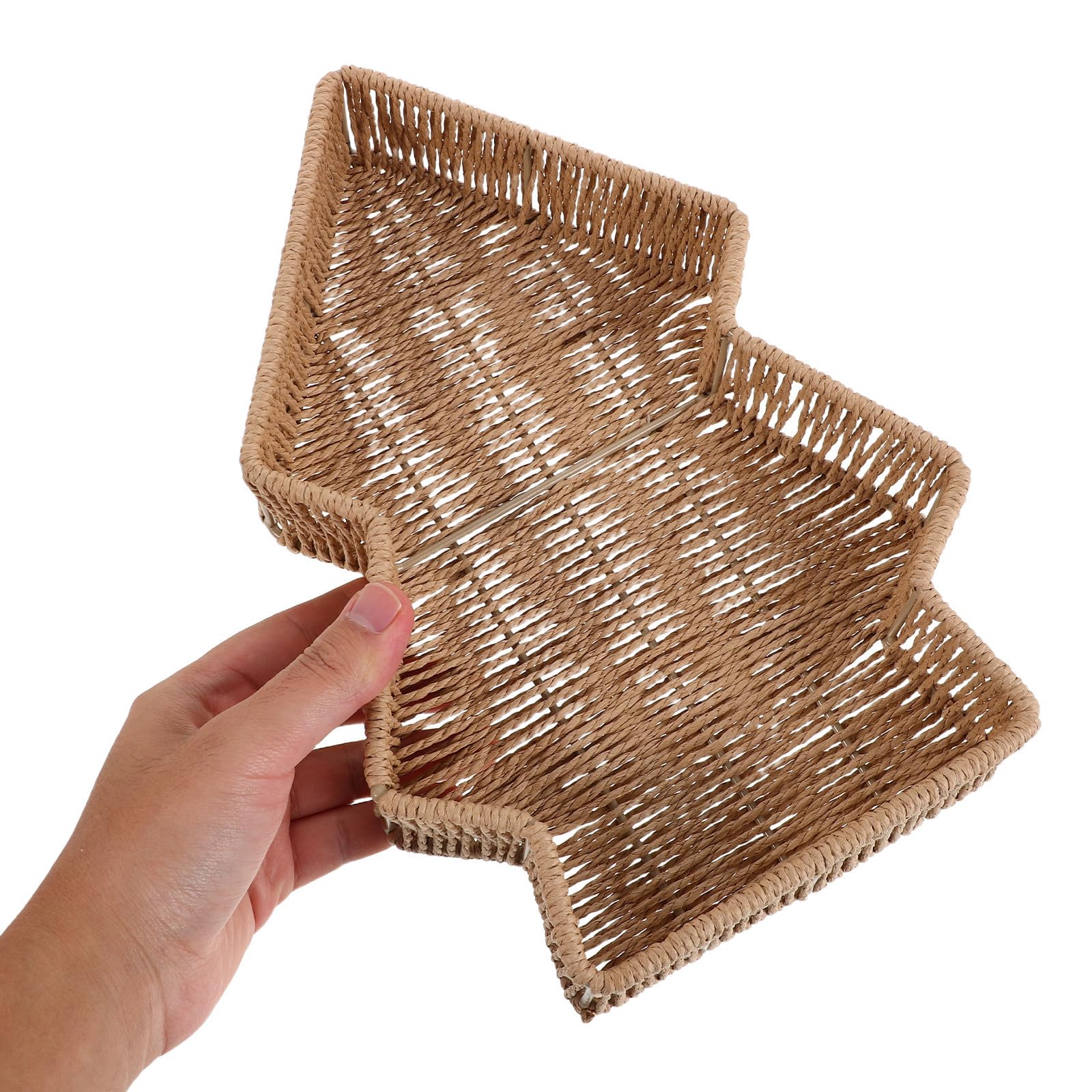 KICHOUSE 2 Piezas Cesta de Mimbre Material PP y Hierro Estilo Rústico Fácil de Manejar Forma de Árbol de Navidad y Capacidad Maximizada para Pan para Desayunos Informales