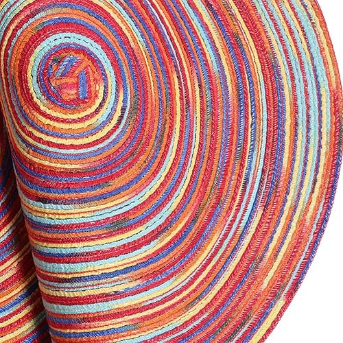 Miniatura 4 de Alnicov 4 manteles de ratán tejido de algodón resistente al calor, tapetes para cuencos, posavasos, manteles individuales redondos de 11.8 pulgadas