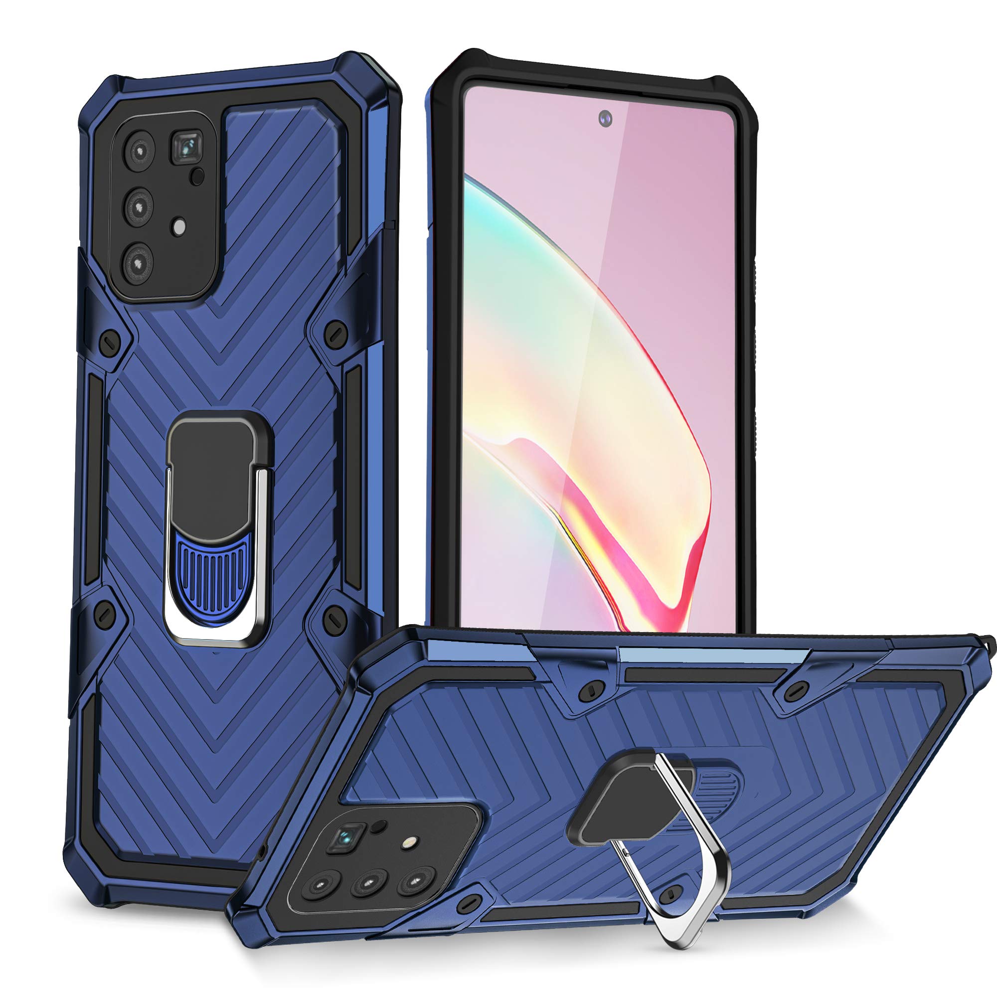 Phone Case for Samsung Galaxy S10 Lite /A91 Shockproof Cover with Ring Holder Upgrade Armor Designed Durable Soft TPU Protective 360 Degrees Rotation Ring Grip,Blue