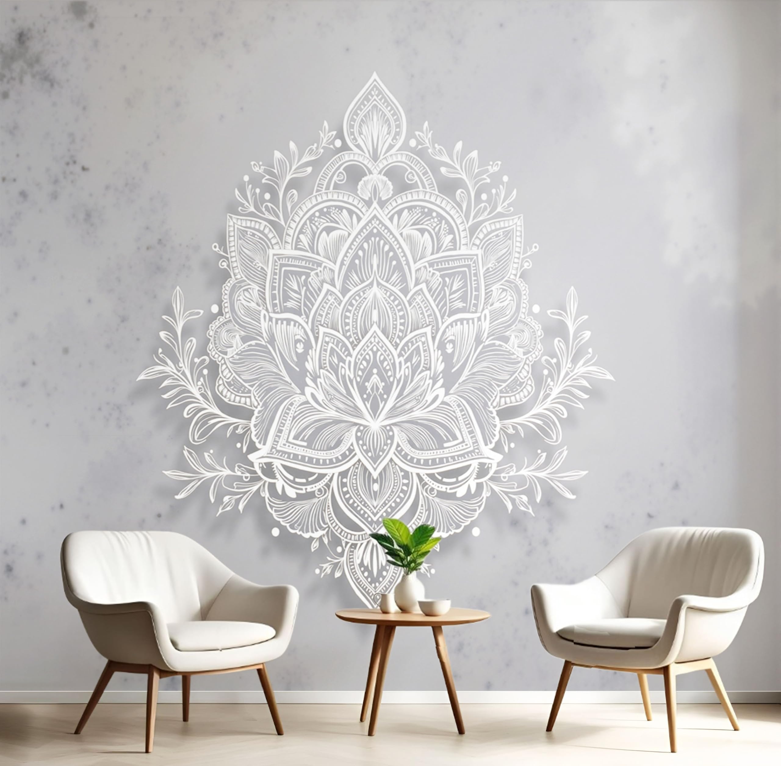 Papier peint panoramique style Art Déco grand format blanc chic