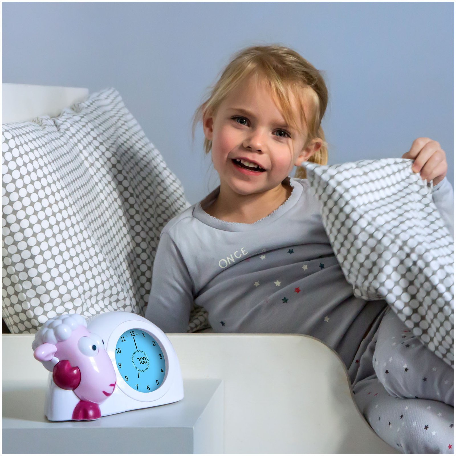 Zazu Za-Sam Alarm Clock, Sheep Children's Clock, White