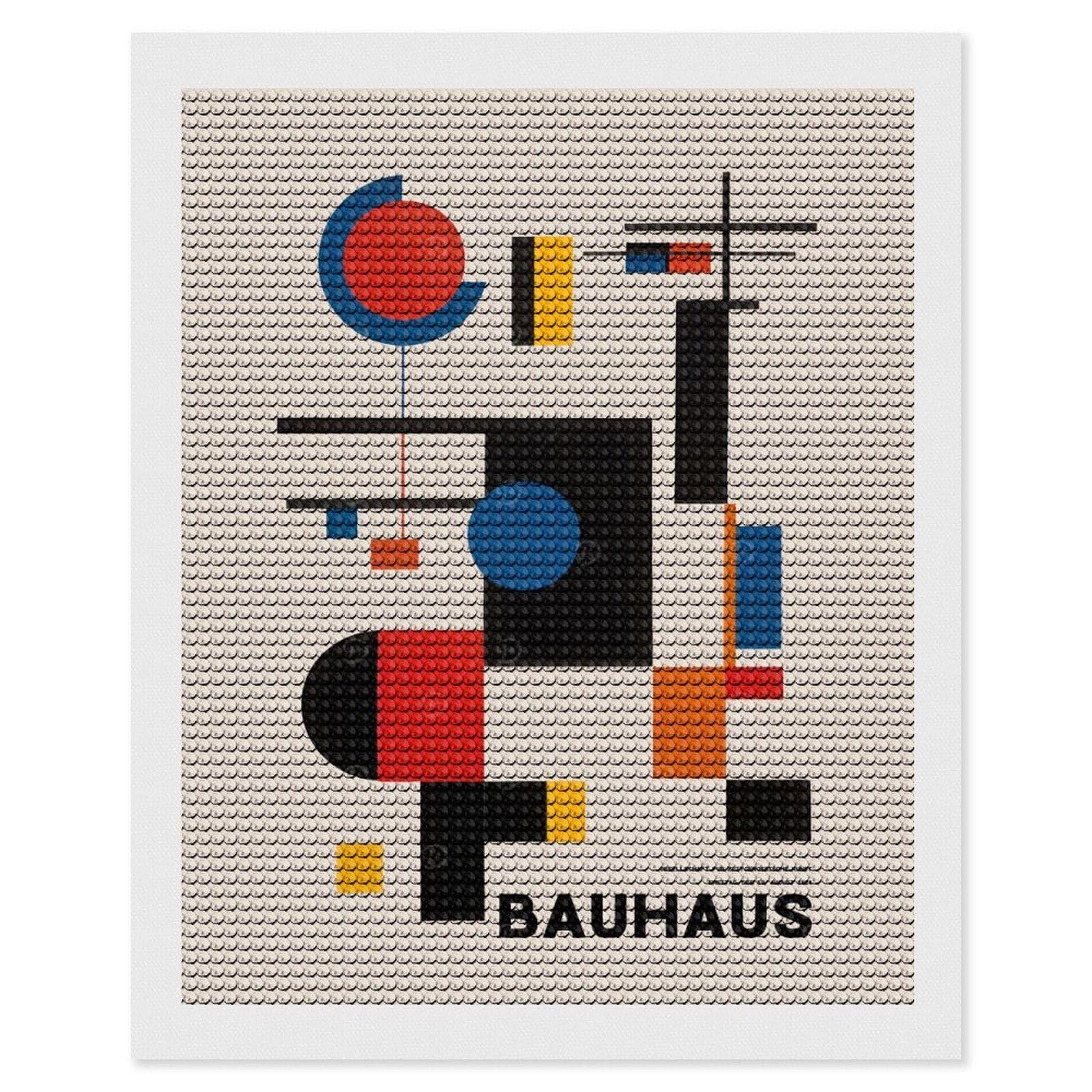 Junmoney Bauhaus Geometric Diamond Painting Canvas Set 16"x20", for Beginners, Complete Accessories, Christmas Gift, Modern Decor