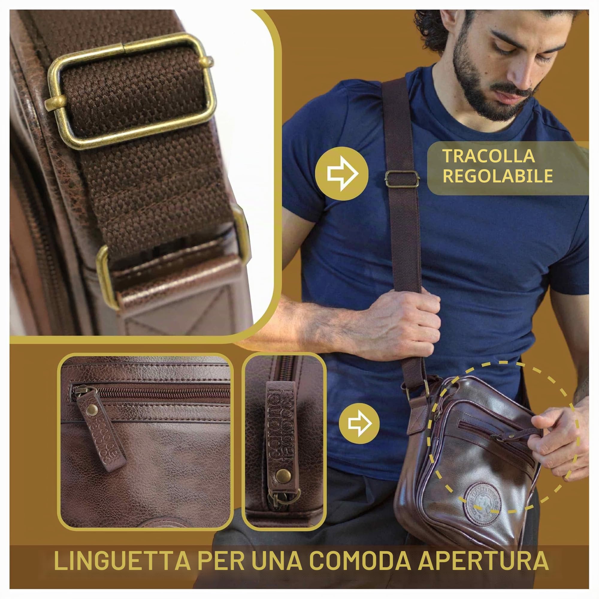 Coronel Tapiocca Bolso Bandolera para Hombre, Borsa a Tracolla da Uomo, Talla única