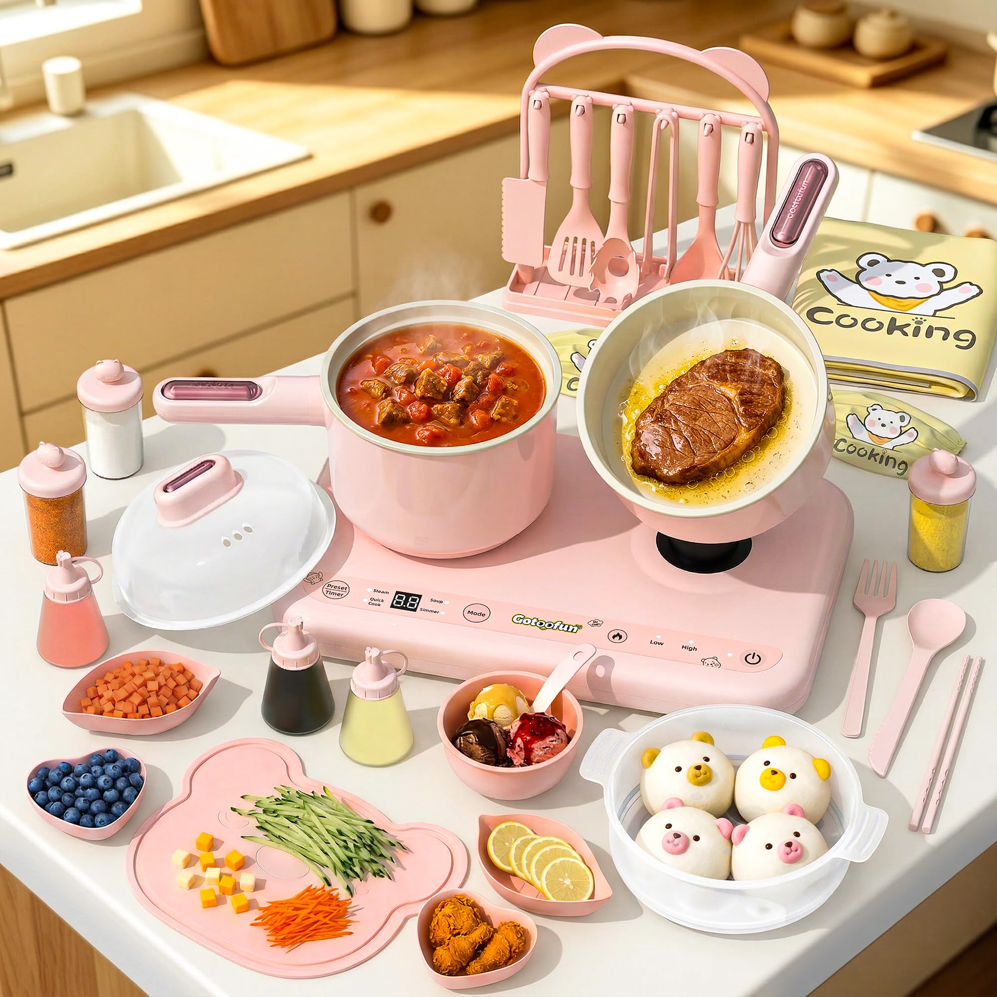Photo 1 of Gotoofun Kids Cooking Sets Real - Multifunctional Dual Stove & Safe Knife Set, Montessori Cooking Tools for Beginner Chefs Ages 8-12