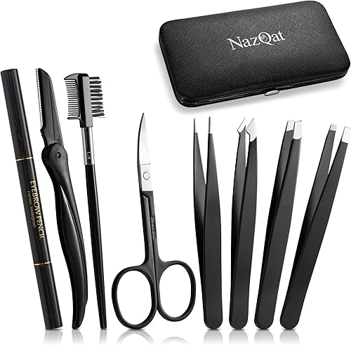 Exquisito kit de cejas 8 en 1 - Kit de pinzas para cejas 4 piezas - Kit de modelado de cejas - Kit multiusos de aseo de cejas - Maquinilla de