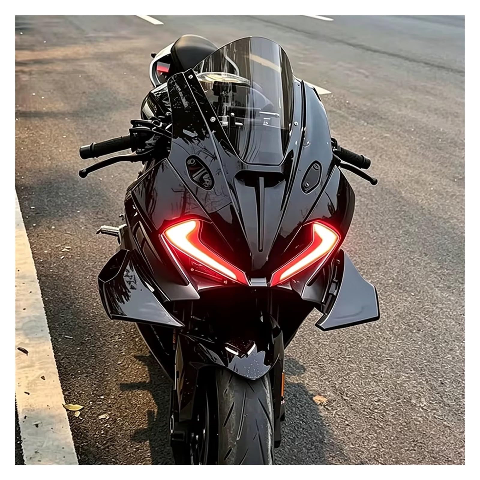 Cupolino moto Parabrezza Rialzato Carenatura Combinata Allargata | Per CFMOTO 675SR 675SS R 2024-2026 spoiler carenatura deflettore(Nero)