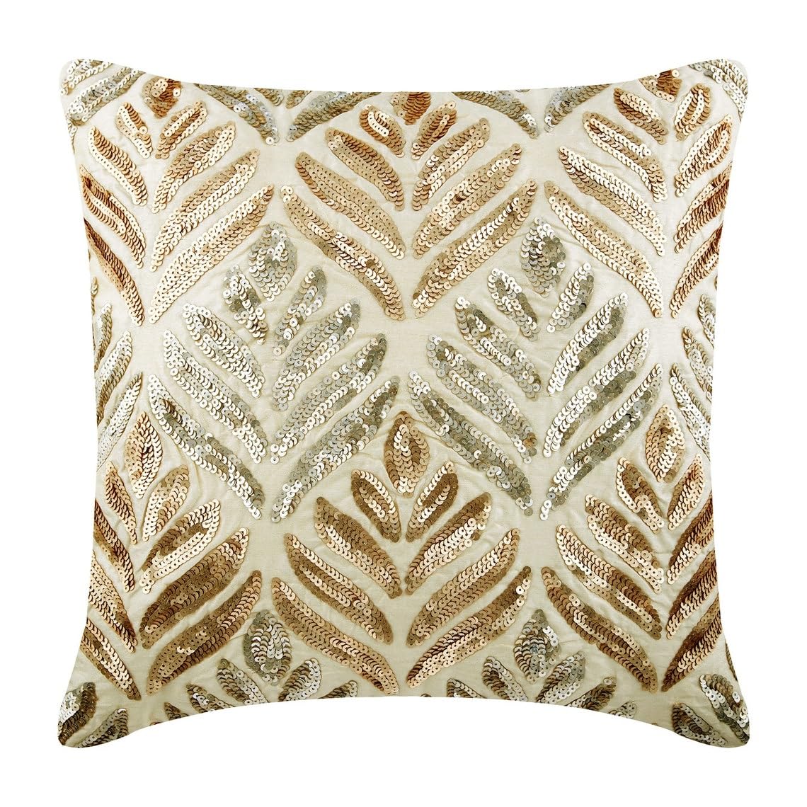 The HomeCentric Decorative Cushion Covers 35 x 35 cm Ivory, Silk Throw Cushion Covers, Cushion Covers, Modern Throw Pillow Covers - Ageing Copper Foil โ image 1