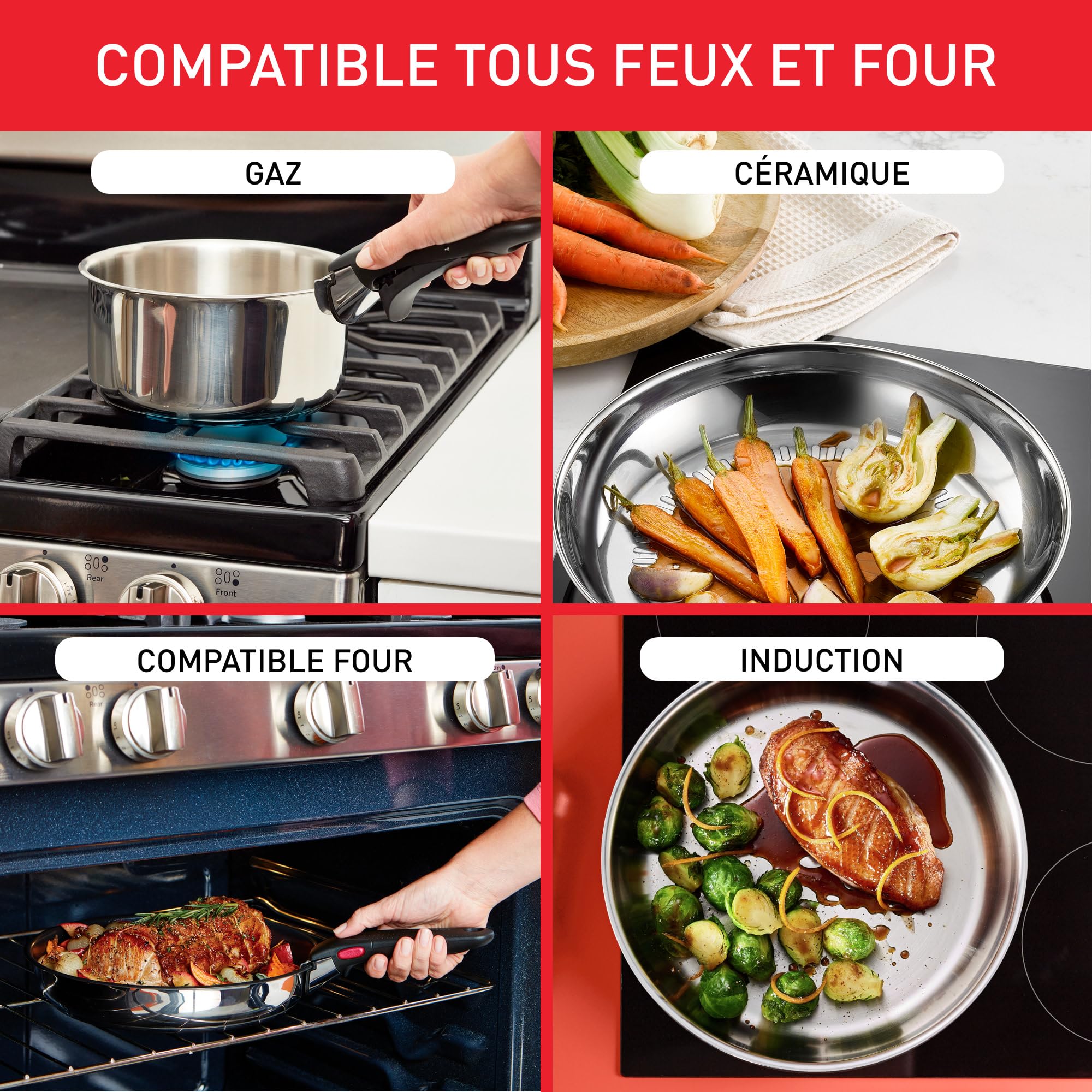 Tefal INGENIO EMOTION, Set 4P, Inox non revêtu