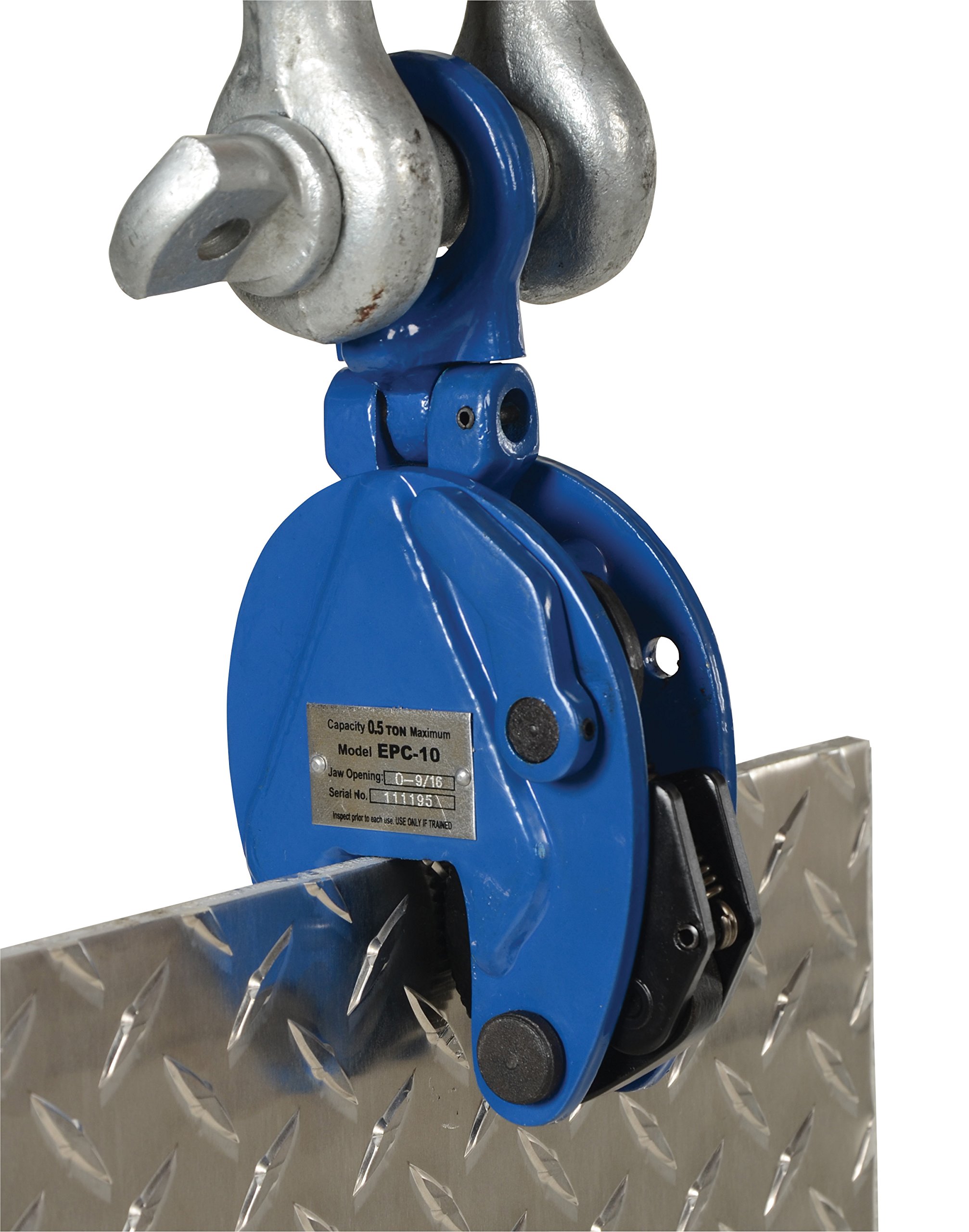 Vestil EPC-10 Vertical Plate Clamp, 0.60" Plate Thickness, 1000 lbs Working Load Limit, 1.81" Bale Opening