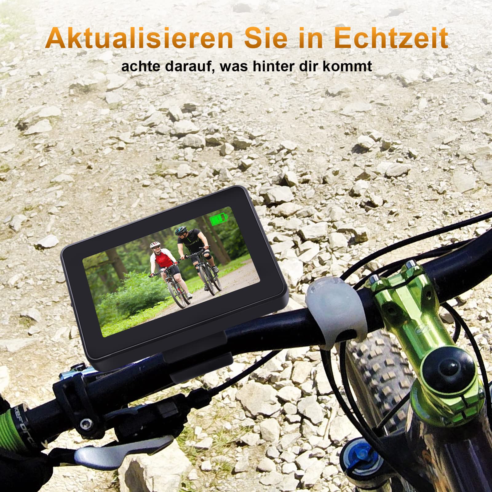 Fahrrad Rückfahrkamera HD mit Nachtsicht & 110° Weitwinkel | Universelle Lenkerspiegel-Kamera für E-Bike, Mountainbike, Rennrad (Plug & Play, kabelgebunden, Lenker Ø 20–30 mm)