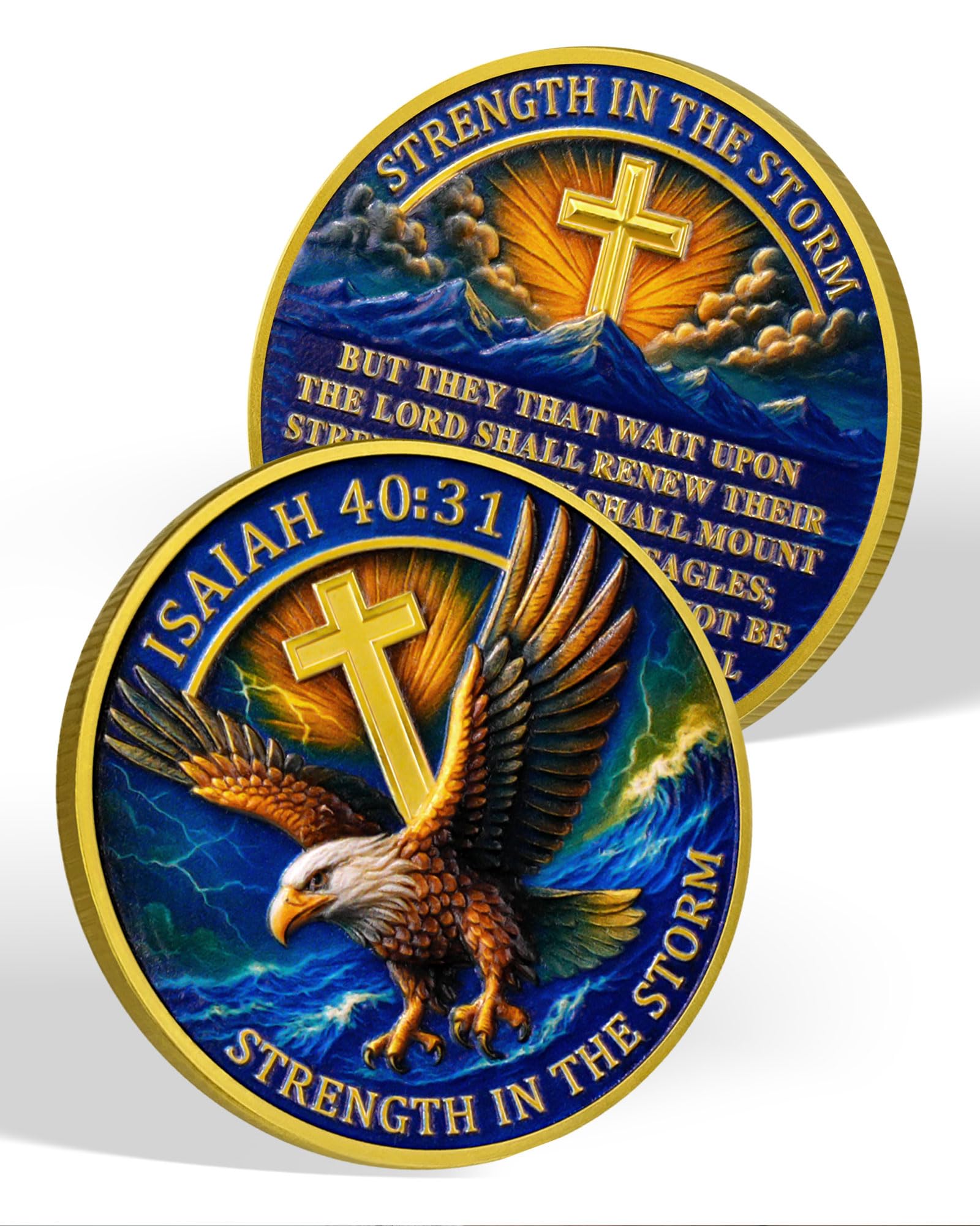 Christian Challenge Coin - Isaiah 40:31, Storm Eagle