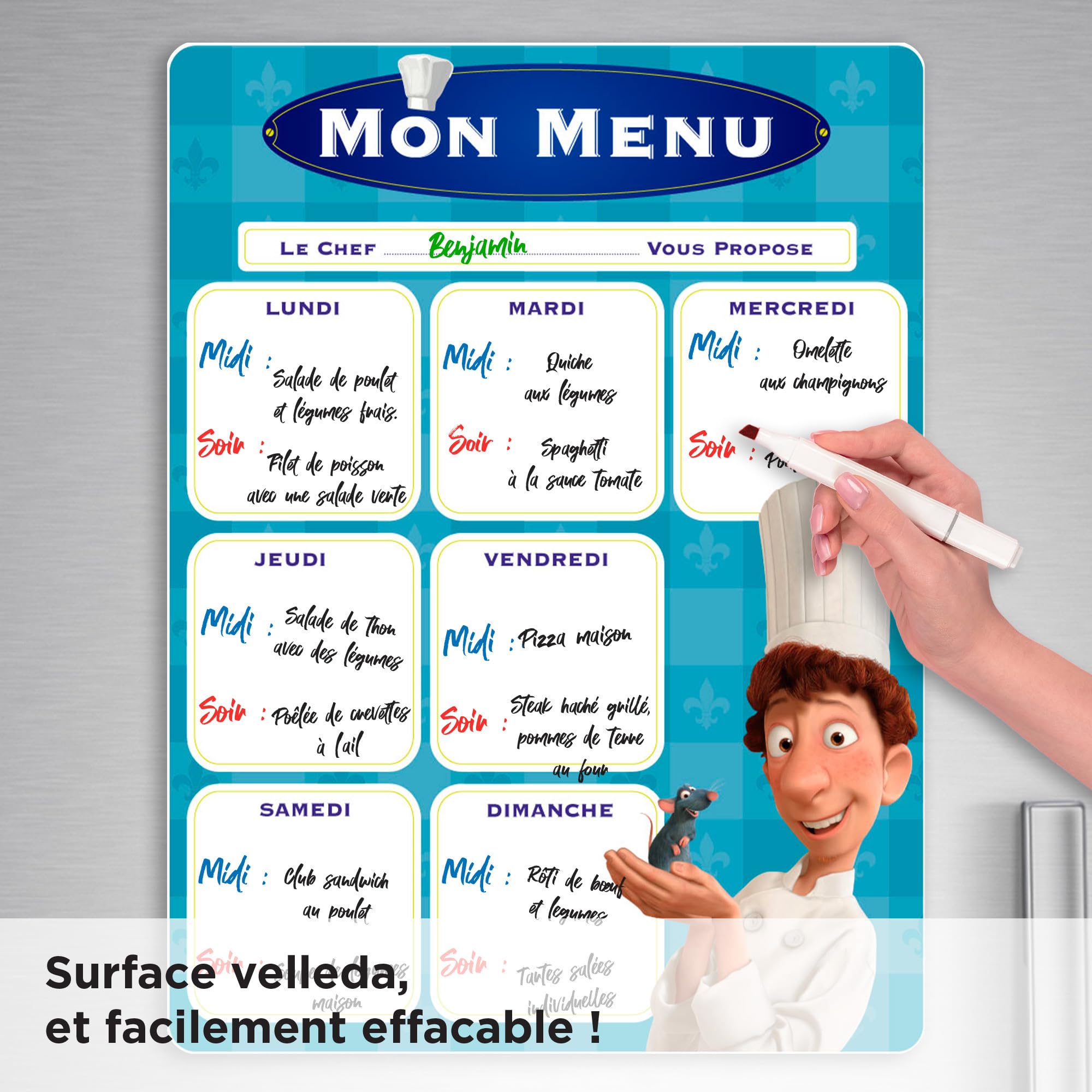 Tableau Magnétique Flexibles Frigo 30x40 Cm Ratatouille - Liste Courses Effaçable Avec 4 Feutres