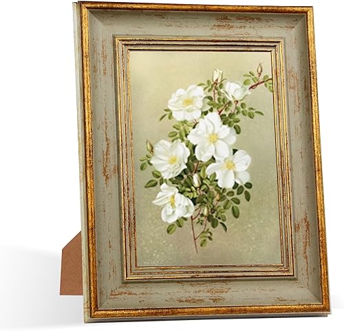 Miniatura 12 de Marco de fotos A4 vintage retro, marcos de fotos antiguos de pared verde dorado para fotos de 8.3 x 11.7 pulgadas, póster de fotos, exhibición de