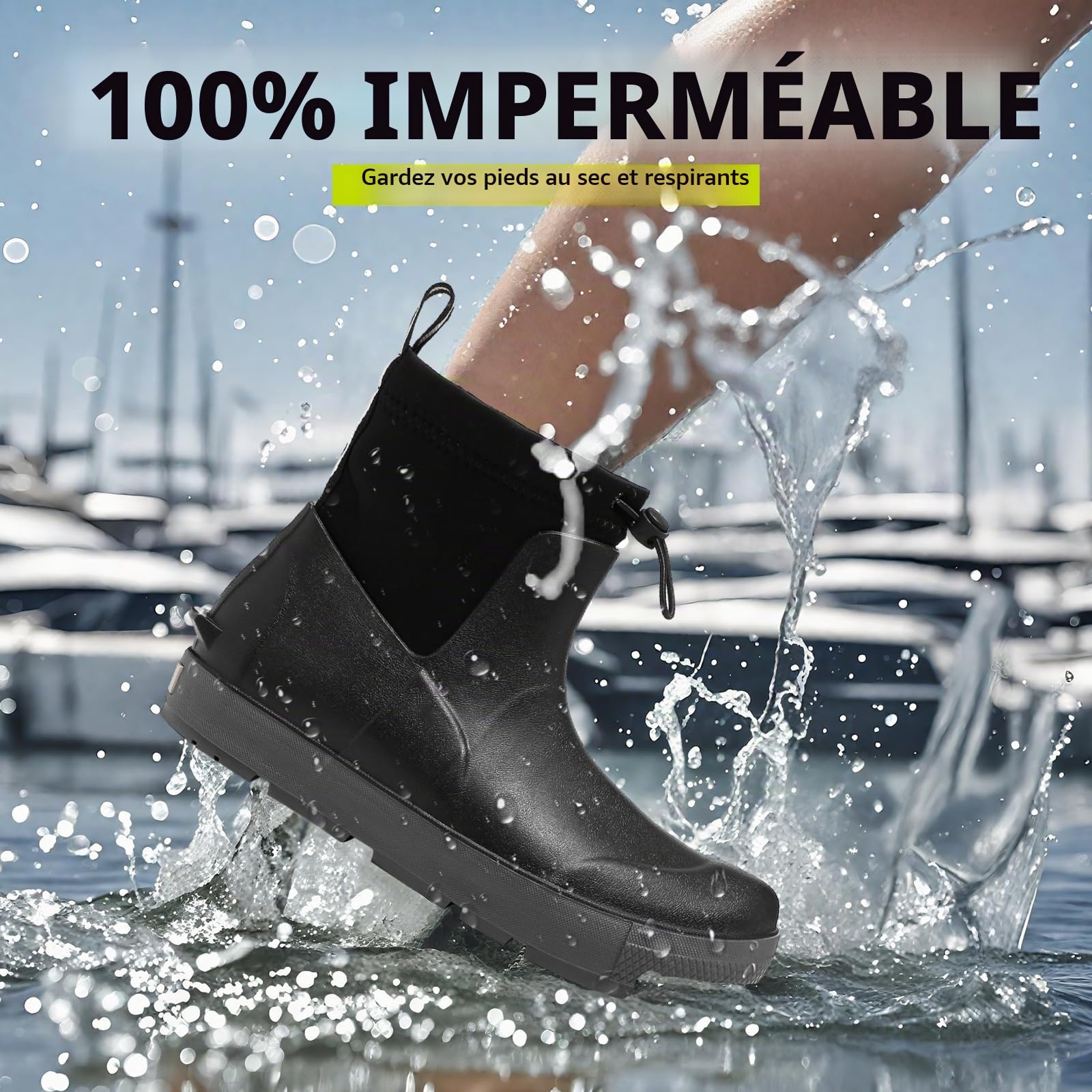 Bottes Caoutchouc Homme Légère Bottes Pluie Antidérapant étanche De Sécurité Bottine Confortable Original Chaussures