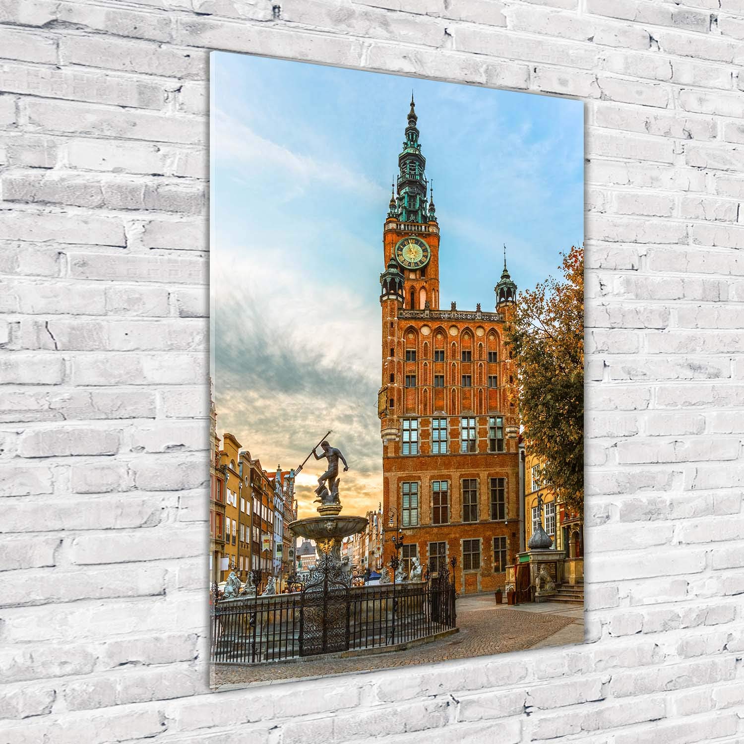 Tulup Impresión en vidrio - 70x100cm - Cuadro sobre Vidrio - Pinturas en Vidrio - Cuadro en Vidrio - Impresiones sobre Vidrio - Cuadro de Cristal - Monumentos Y Arquitectura - Naranja - Gdansk, Polonia