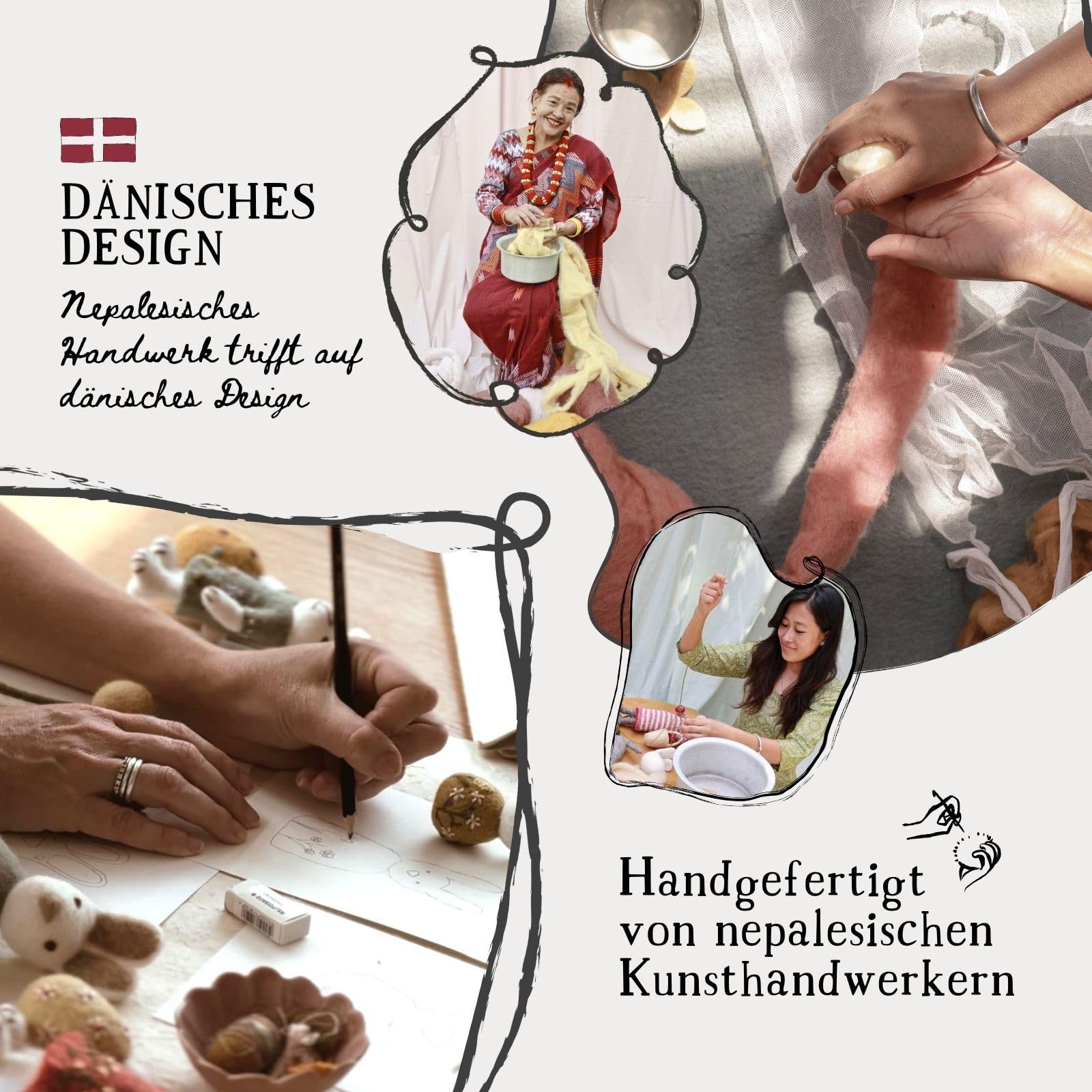 Gry & Sif Fatto a mano e certificato equo e solidale | Elegante design danese X artigiani nepalesi | Corona con bacche bianche e ghiande