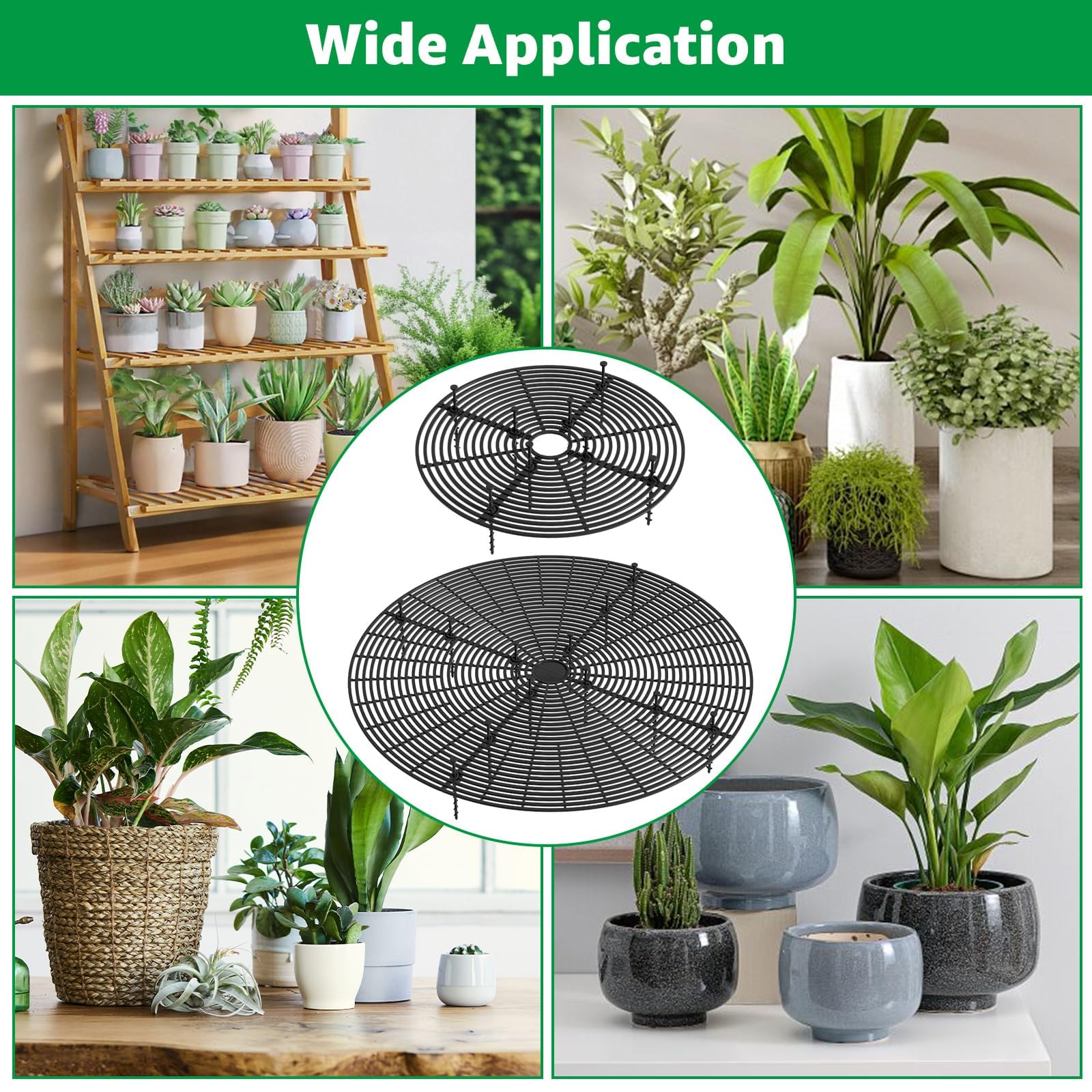 Lot de 5 Grille pour Pot de Fleurs - 30cm + 52cm - Couvercle de Protection des Plantes - Anti-Chat et Sécurité Enfant - Noir