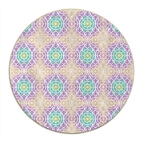 Miniatura 2 de Alfombra redonda de 39 pulgadas con diseño de mandala colorida para silla de oficina, para alfombras, diseño geométrico abstracto, protector de