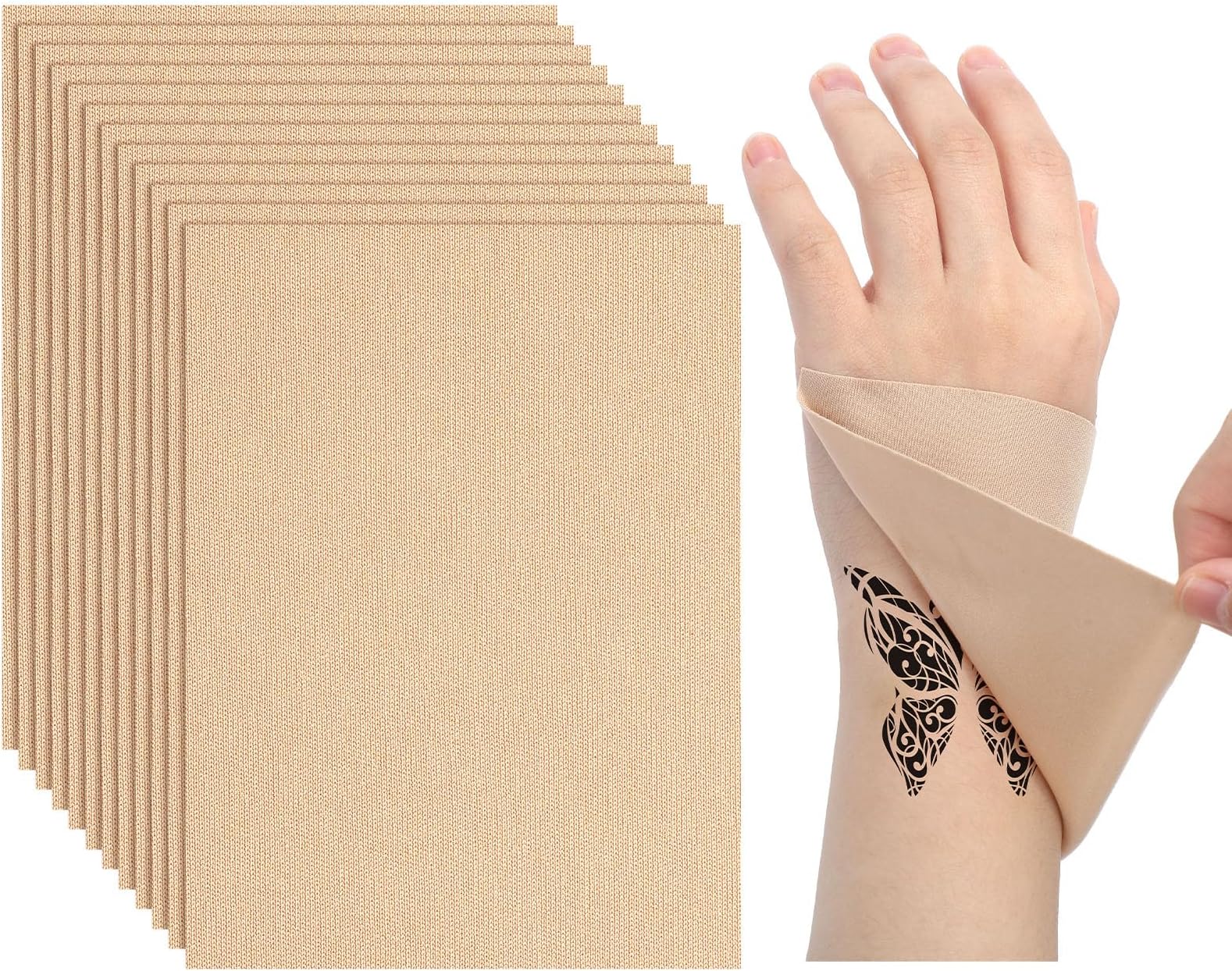 Dispowreath 20 Pcs Tattoo Cover up Patch Ultra Thin Patch for Scar Waterproof Sweatproof Tattoo Cover up Tape Cuttable Invisible Scar Birthmarks Sticker, 3.5x5 Inches(Light Skin Tone)