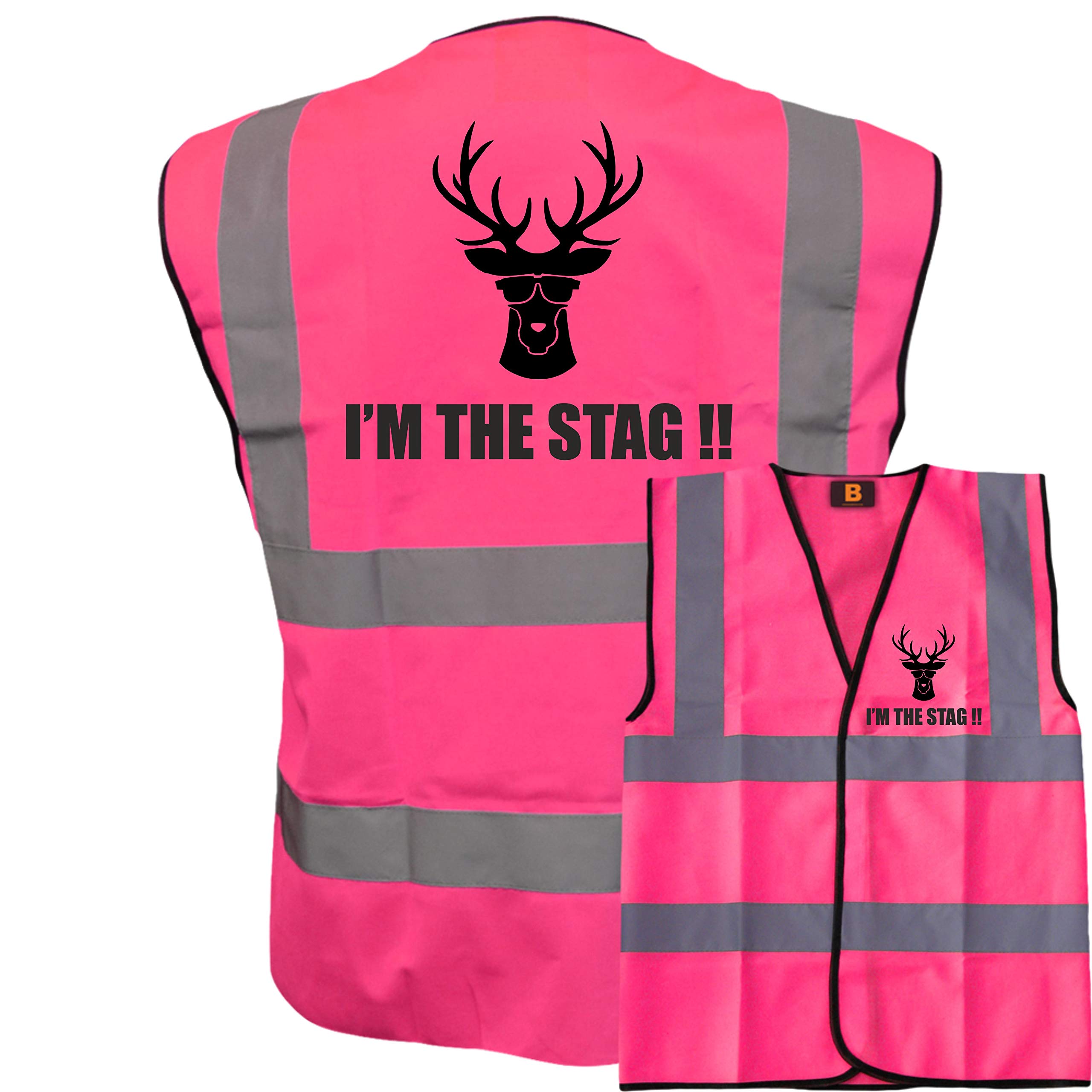 I'm The Stag Vest! Pink Hi Vis Vest -Ideal For Stag Do & Stag Nights XXXL