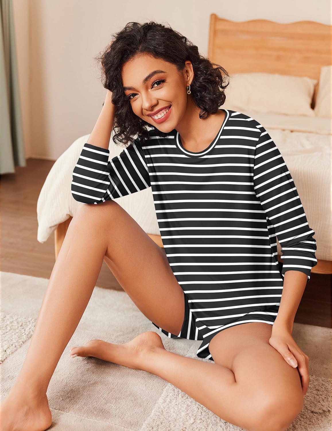 Ekouaer Womens Pajama Sets 2 Piece Lounge Set Casual Long Sleeve Loungewear Matching Sleepwear - Image 2