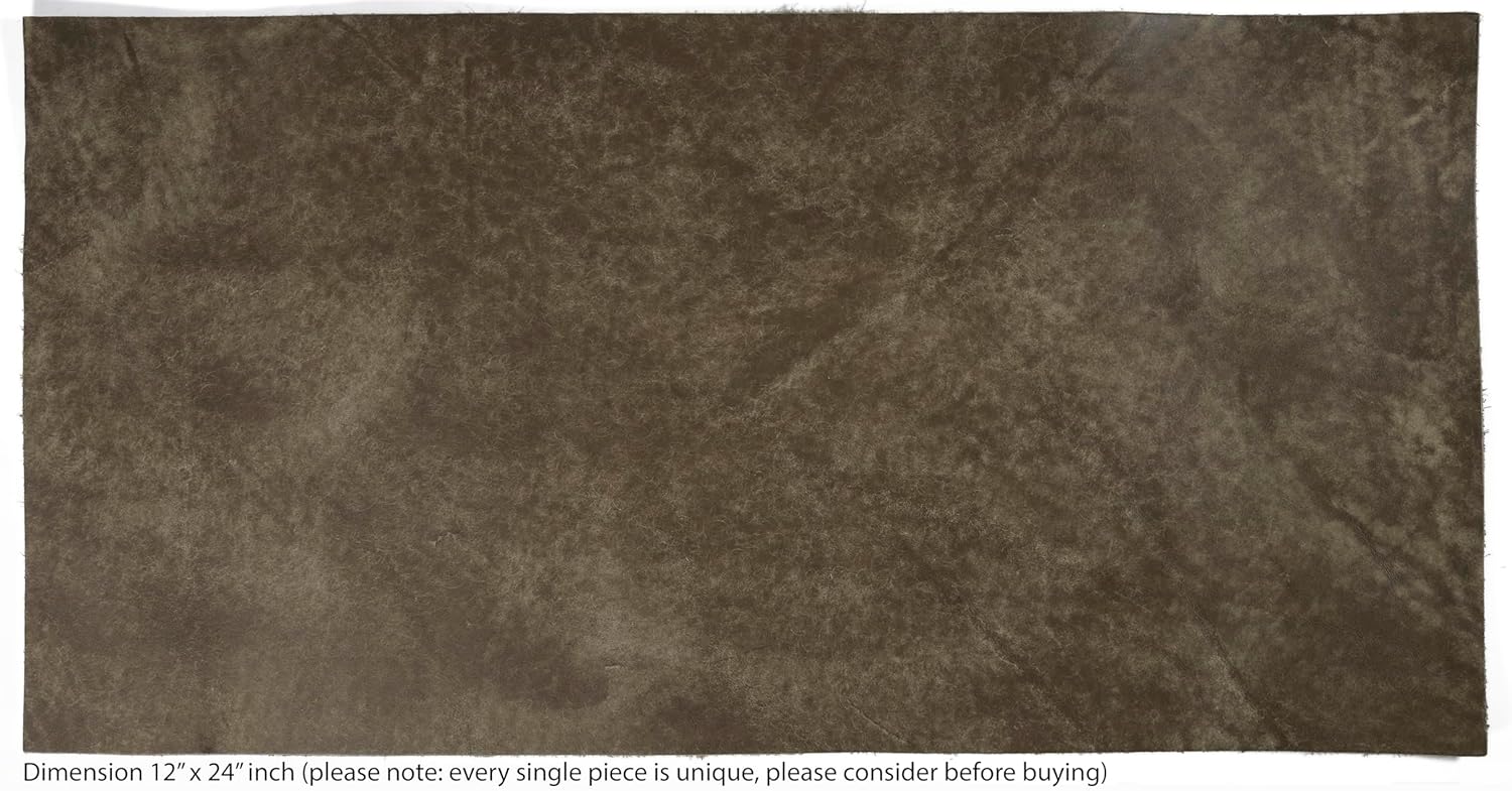 4-5oz Veg Tan Leather Sheets for Crafts - Full Grain Tooling Leather Sheet, Pre Cut Leather Shapes in Square for DIY Leather Working (Olive: 12" x 24")