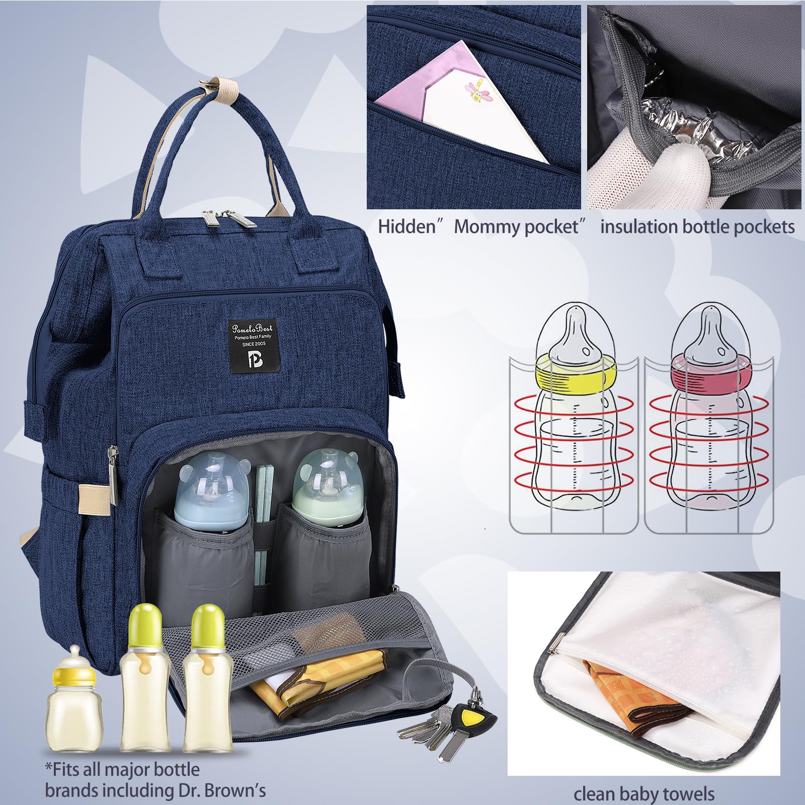 Pomelo Best Zaino fasciatoio per bambini, elegante, con fasciatoio multifunzionale, impermeabile, grande capacità, per viaggiare