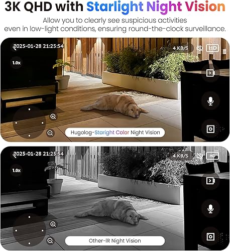 Miniatura 3 de Hugolog Cámaras de seguridad 3K 5MP para interiores y exteriores para seguridad del hogar, cámara para el hogar con visión nocturna a color