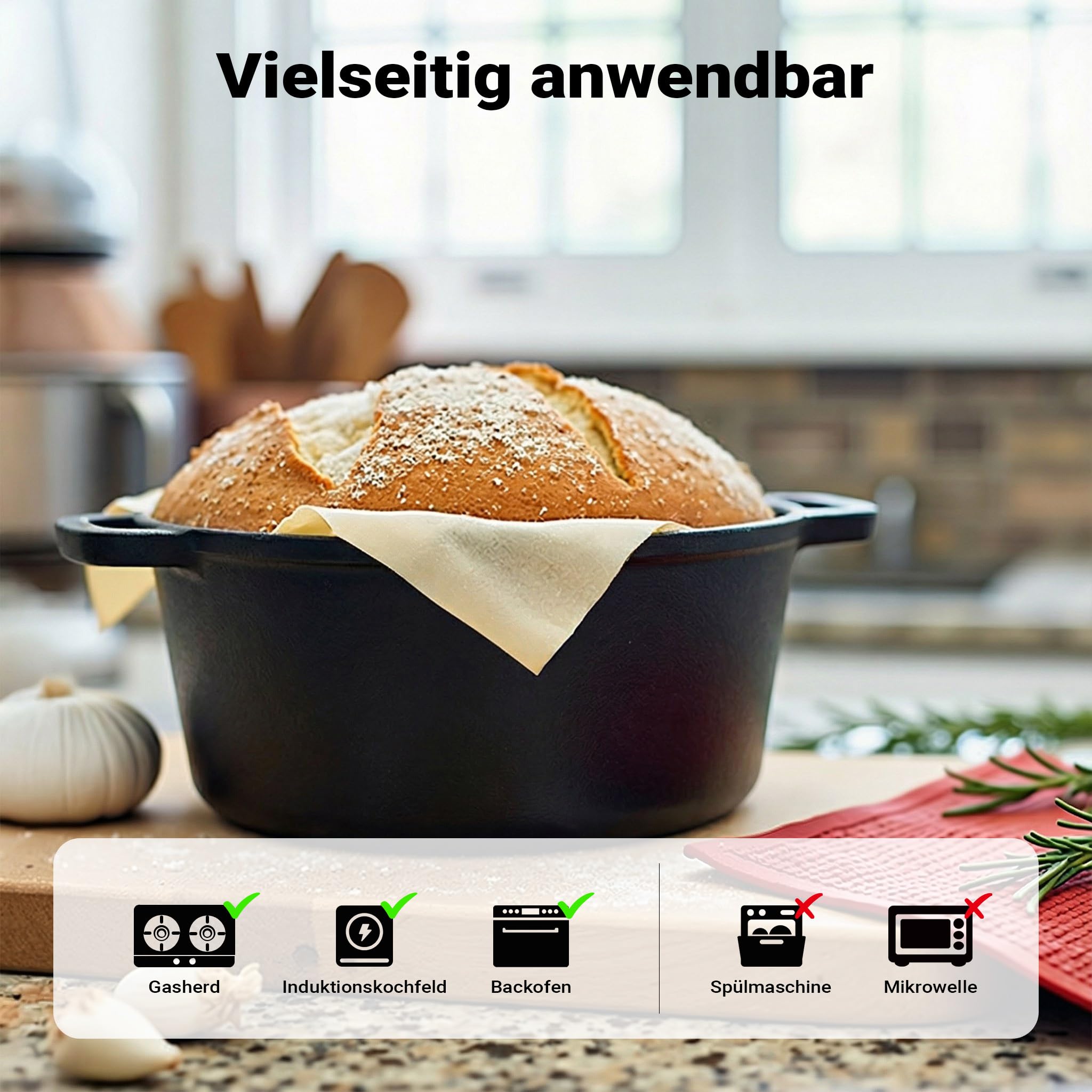Wiltec 2in1 Dutch Oven 32 x 26 x 16 cm Grilltopf aus Gusseisen, Schmortopf plus Deckel, Feuertopf inkl. Topfgestell, Deckelhalter und Griffe