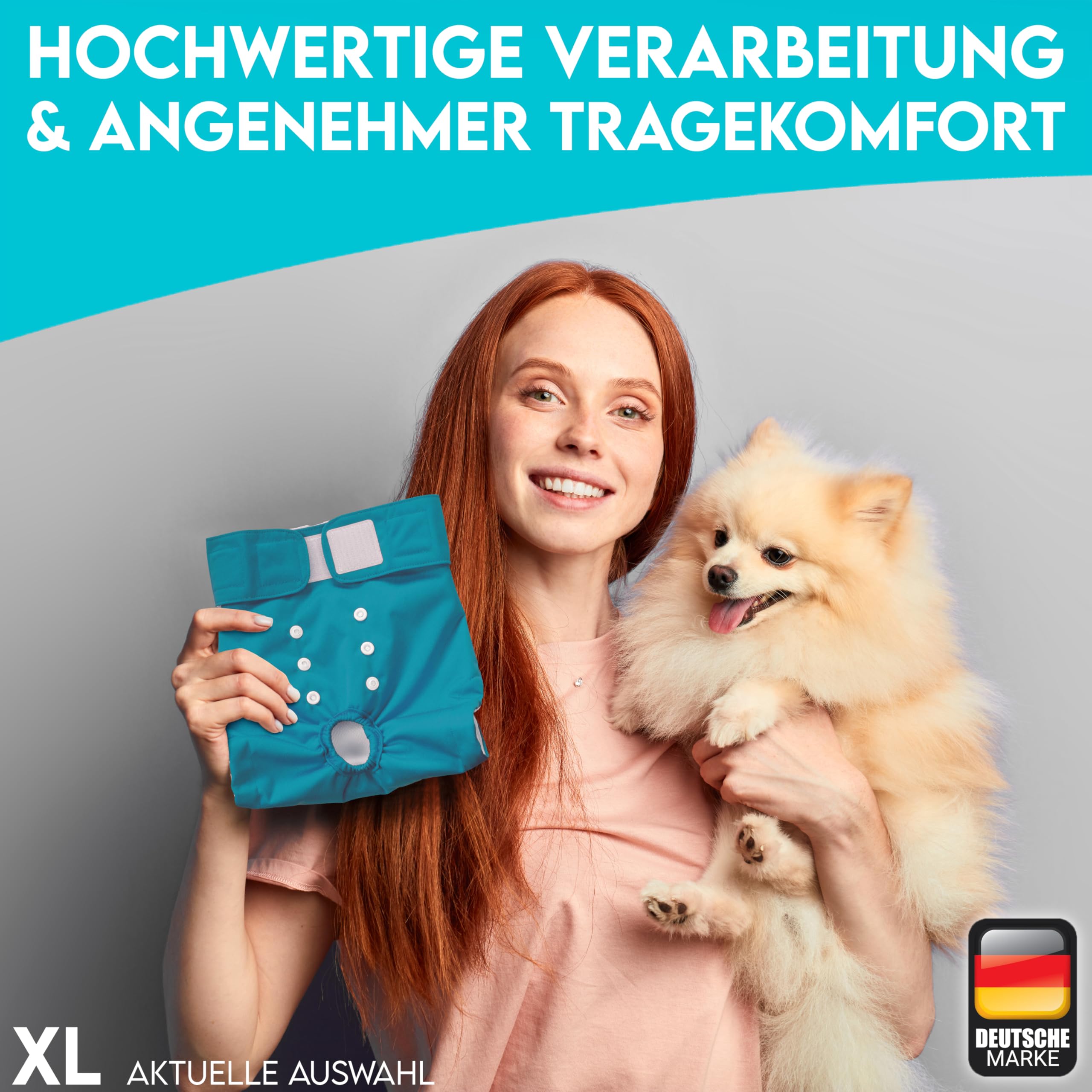 HUND IST KÖNIG® Pannolini per cani per femmine [3 pezzi] Pantaloni assorbenti per cagne, regolabili in 3 posizioni per una vestibilità fissa, pannolini ecologici per cani