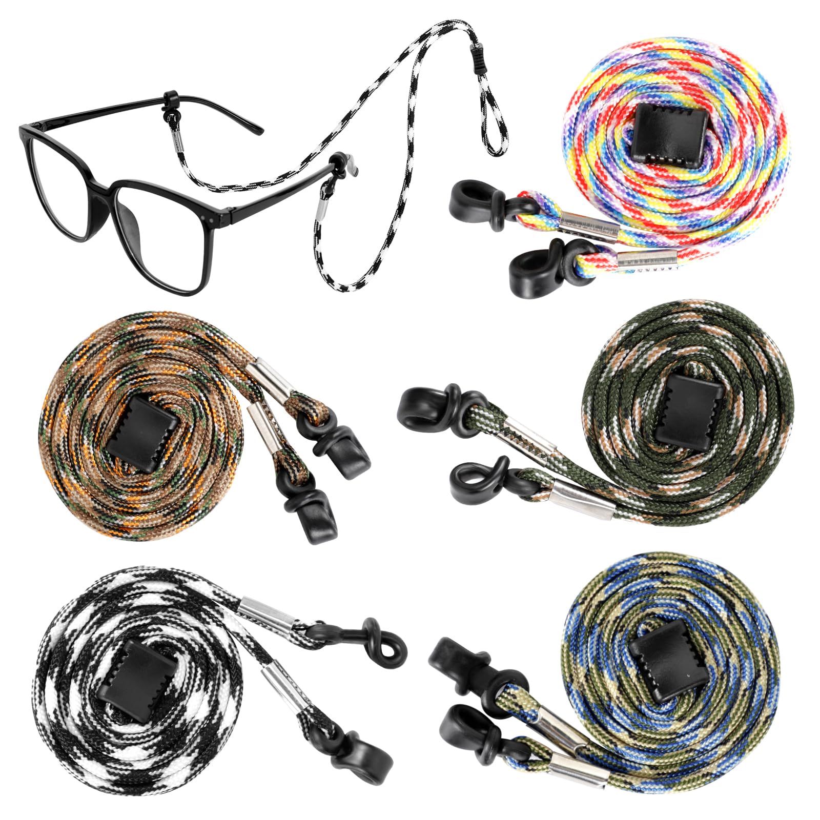 Hifot Cordon Gafas 5 Piezas, Deportes Gafas de Sol Soporte Correa, Ajustables Retenedor de Gafas de Sol Deportivas, Sistema de retención de Gafas