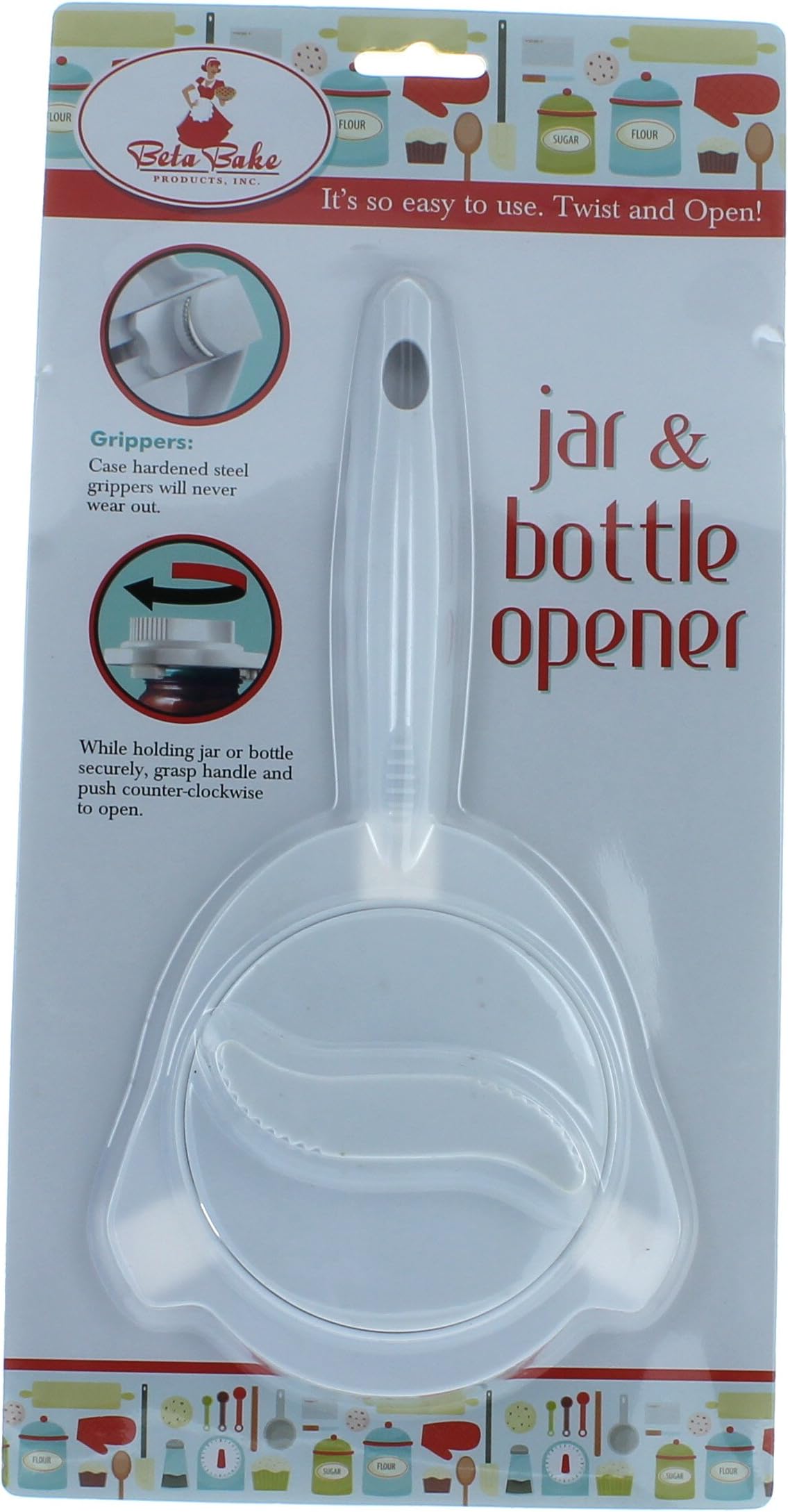 Large Beta Bake Jar and Bottle Opener Gripper Twist To Open Tool