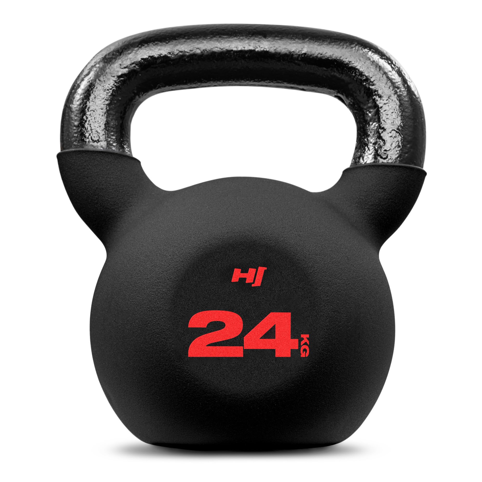 Hop-Sport Kettlebell Gusseisen mit Neoprenbeschichtung 6-24 kg, Kugelhantel für Krafttraining