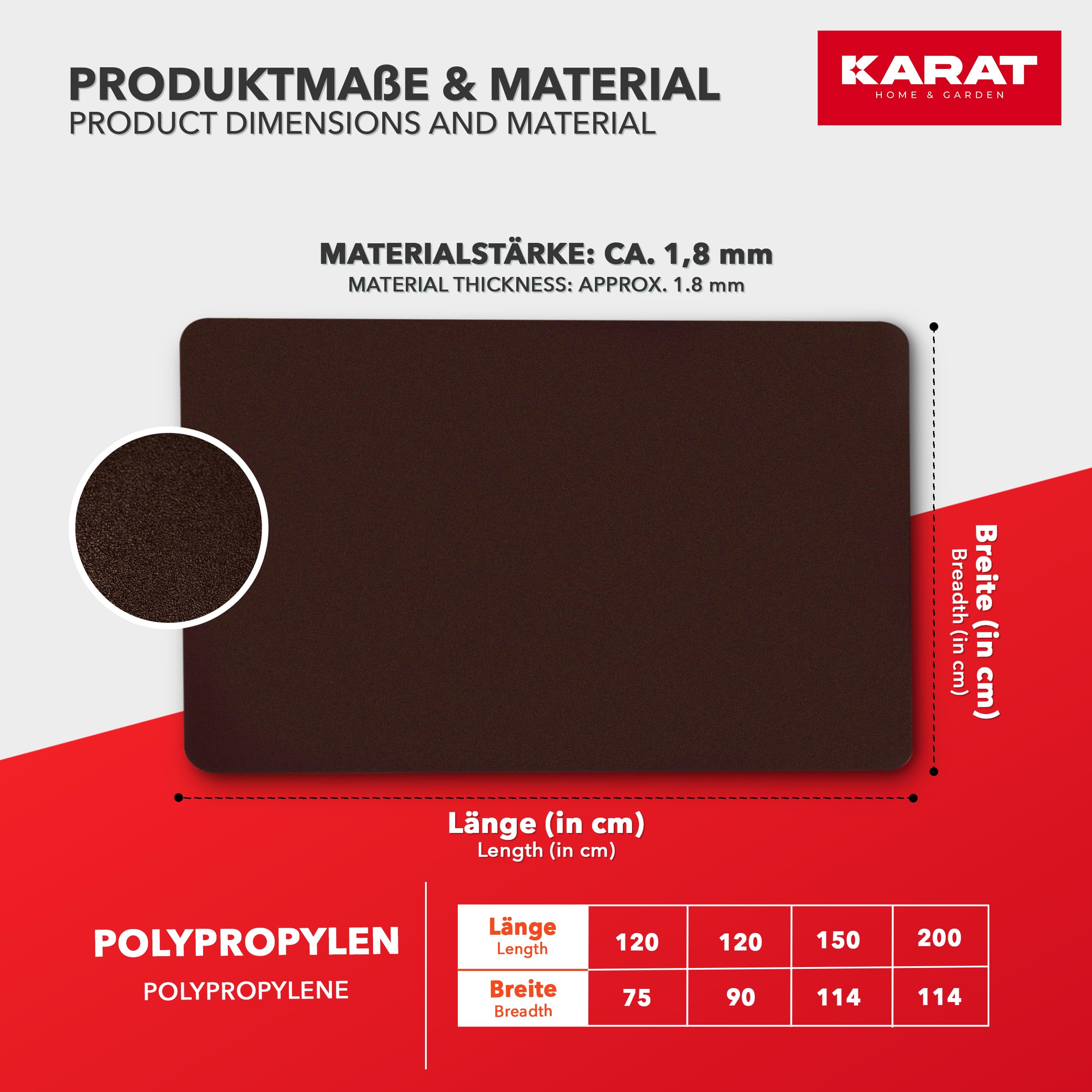 Office Marshal® Tappetino Protettivo per Pavimenti in Colori alla Moda, 114 x 150 cm, per Pavimenti duri, Senza plastificanti nocivi e PVC, Dimensioni e Molti Colori a Scelta (Marrone Rame)