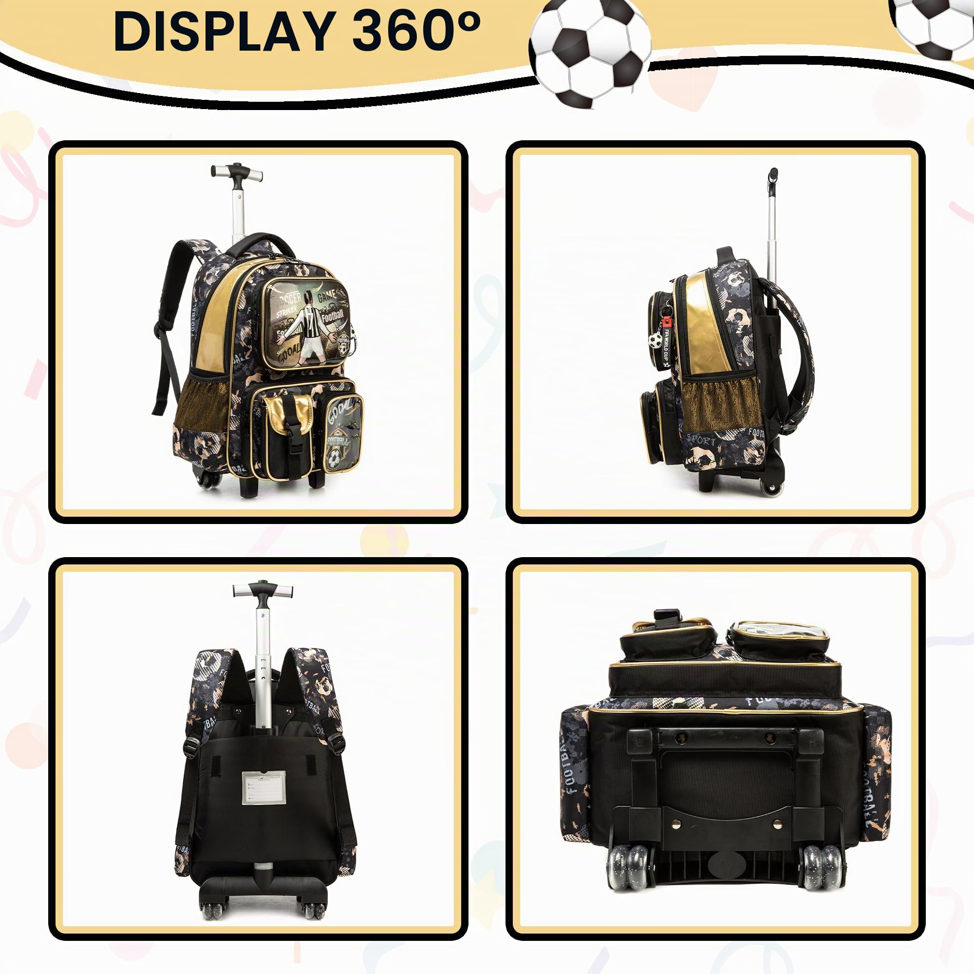HTgroce Zaino Trolley Scuola 3 in 1 Kit da Viaggio Scolastico per Ragazzi