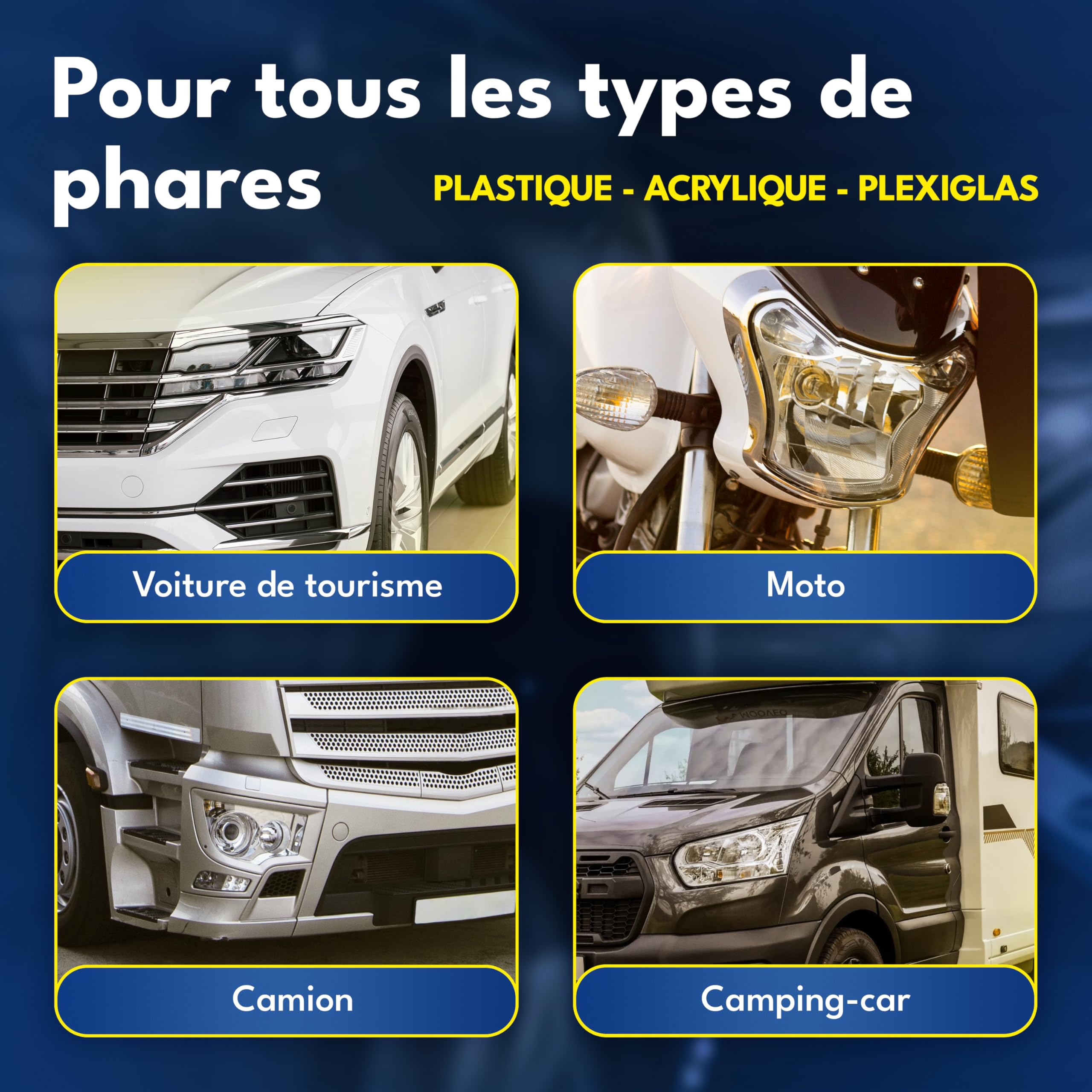 ATG® renovateur phare voiture – kit renovation phare voiture & kit renovation phare | phares ternes, jaunis ou rayés | polish, nettoyant & vernis UV