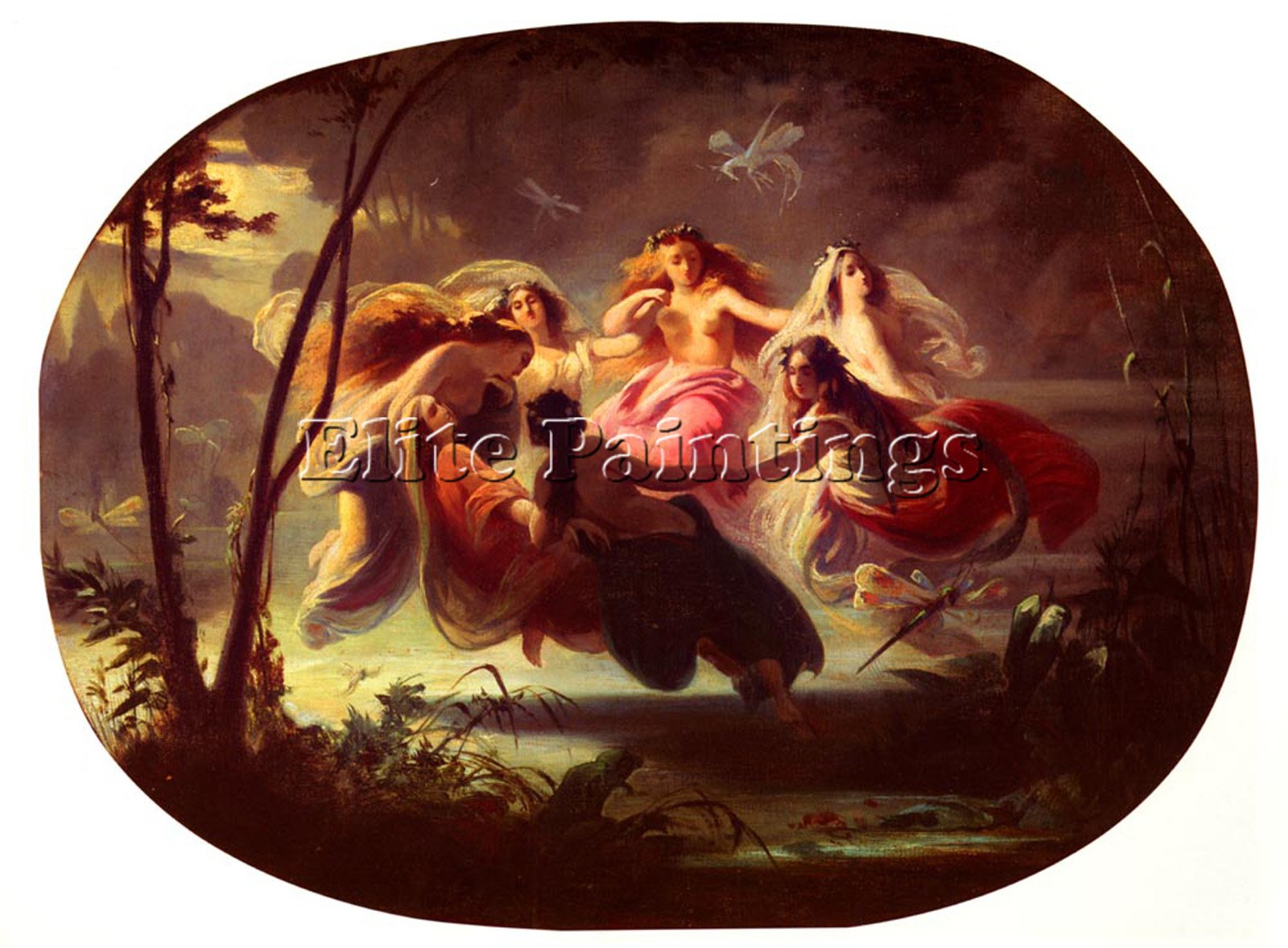Amazon Com Hillingford Robert Alexander Fairy Dance Artist Painting Oil Canvas Repro Art 36x48inch Paintings