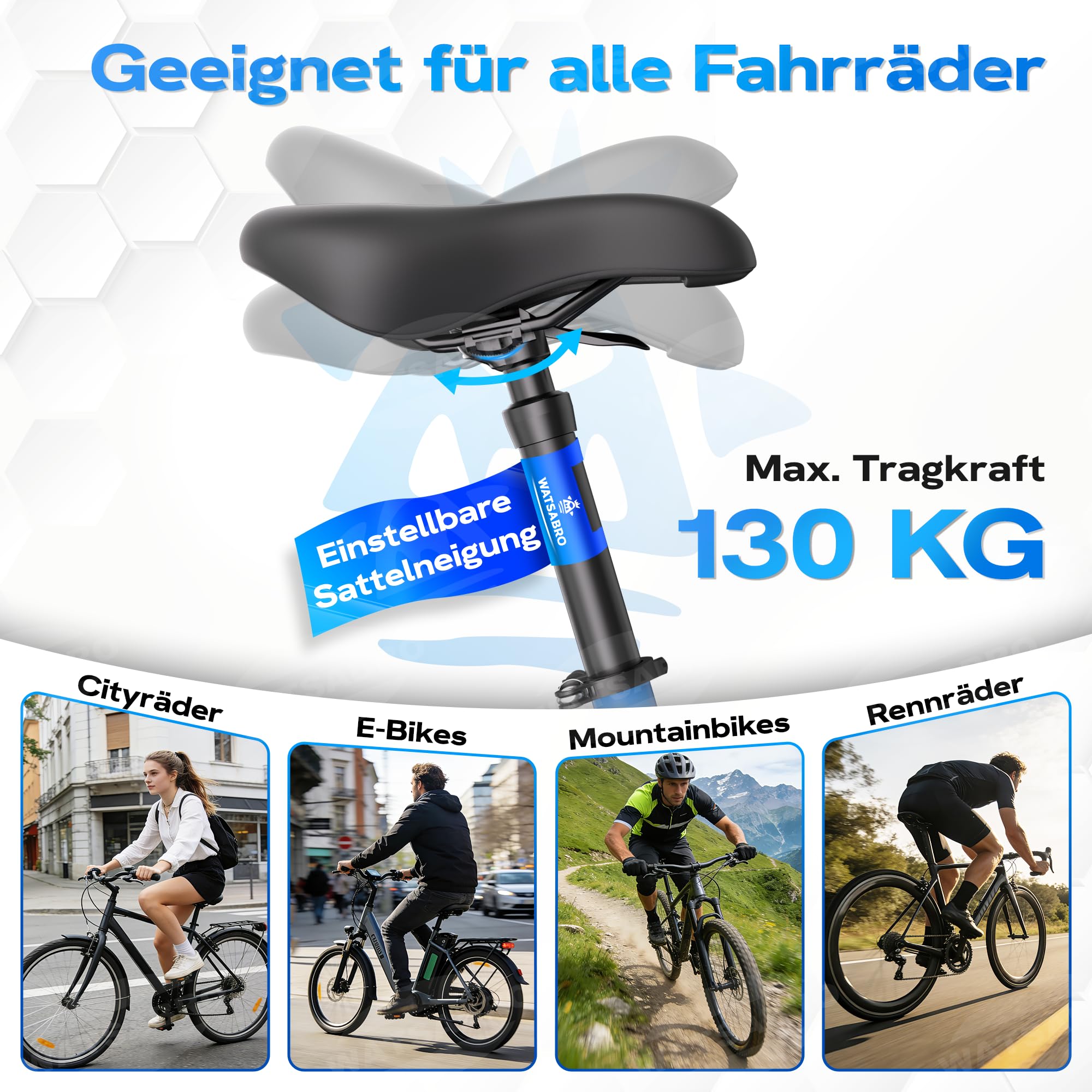 WATSABRO Sattelstütze Gefedert mit Hydraulik-Dämpfung | Hydraulische Sattelstütze Absenkbar für MTB, E-Bike, Rennrad | Ø 27.2 / 30.9 / 31,6 mm inkl. 2 Reduzierhülsen | Belastbar bis 130 kg